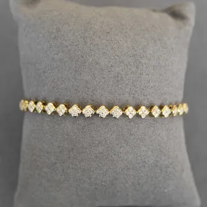 1 1/4 Carat tw Natural Diamond Clover Quatrefoil Tennis Bracelet in 925 Sterling Silver (Silver/YellowGold)