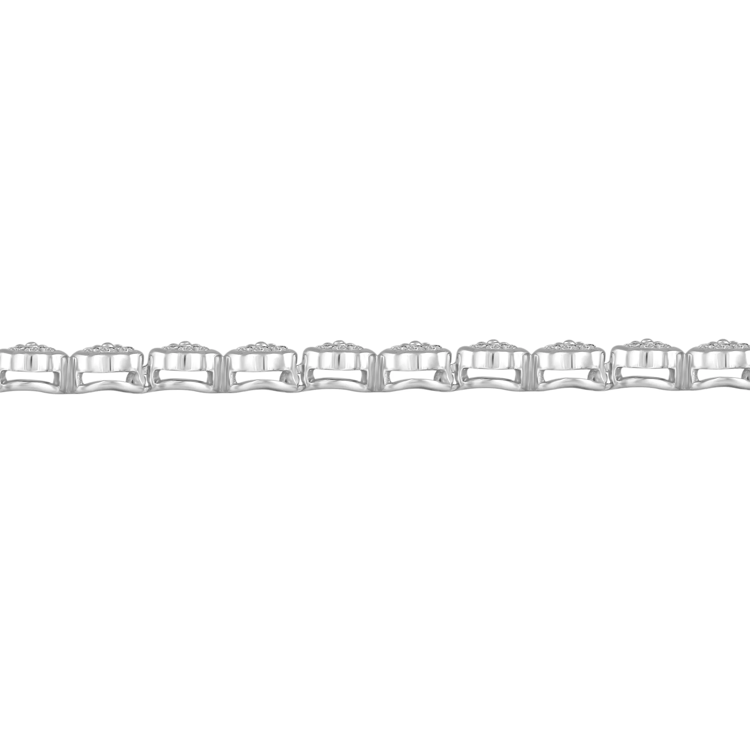 1 1/4 Carat tw Natural Diamond Clover Quatrefoil Tennis Bracelet in 925 Sterling Silver (Silver/YellowGold)