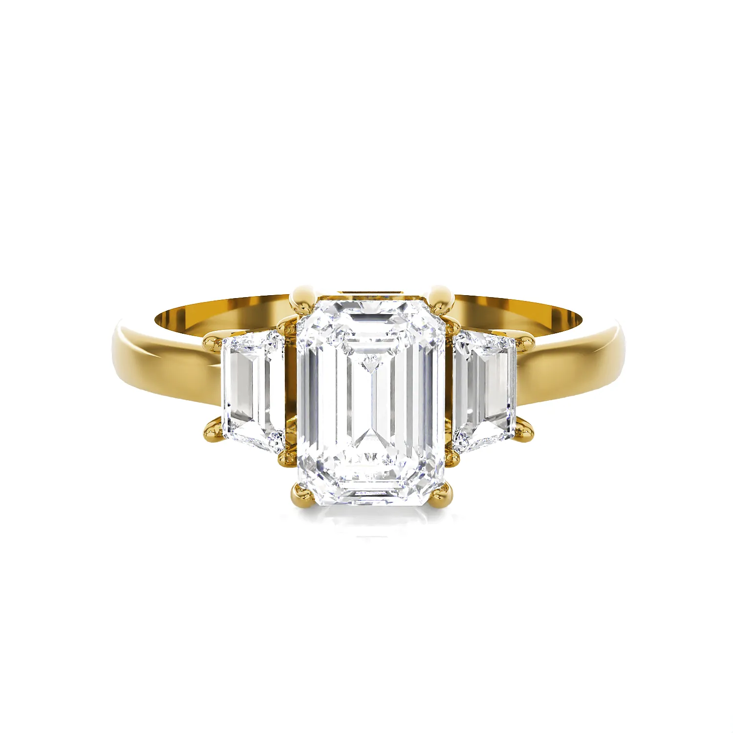 1 3/8 ctw Emerald with Baguette Three Stone Lab Grown Diamond Ring