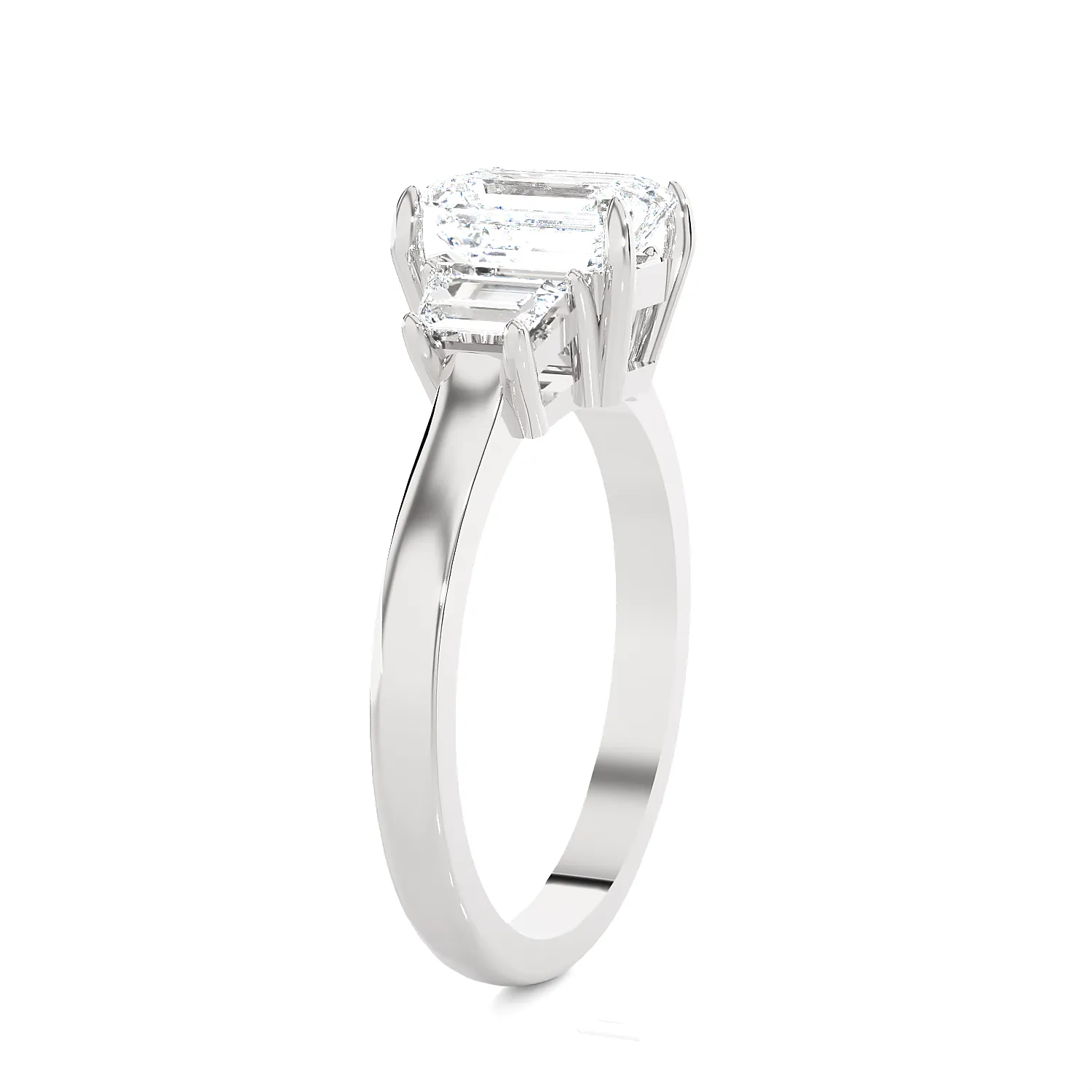 1 3/8 ctw Emerald with Baguette Three Stone Lab Grown Diamond Ring
