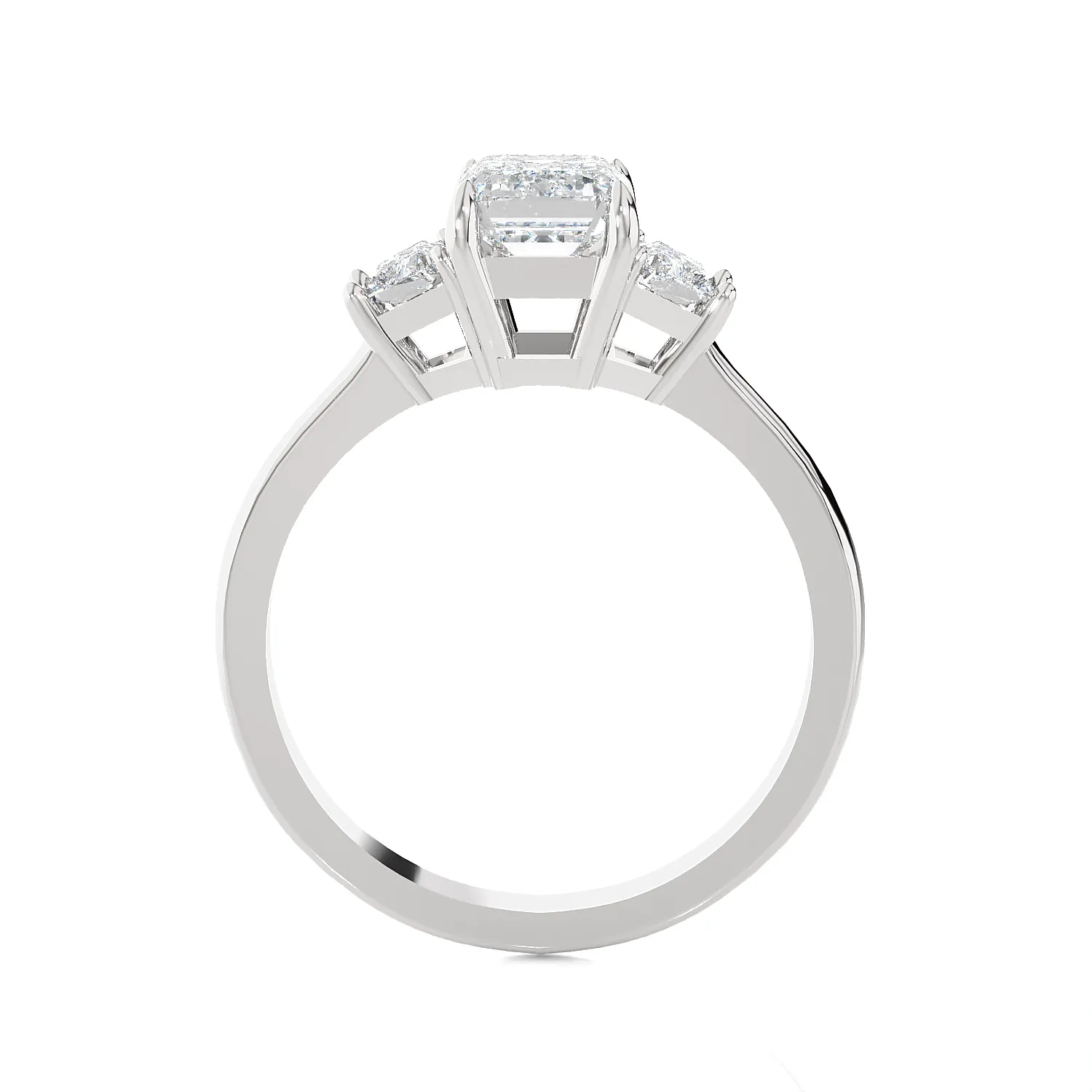 1 3/8 ctw Emerald with Baguette Three Stone Lab Grown Diamond Ring