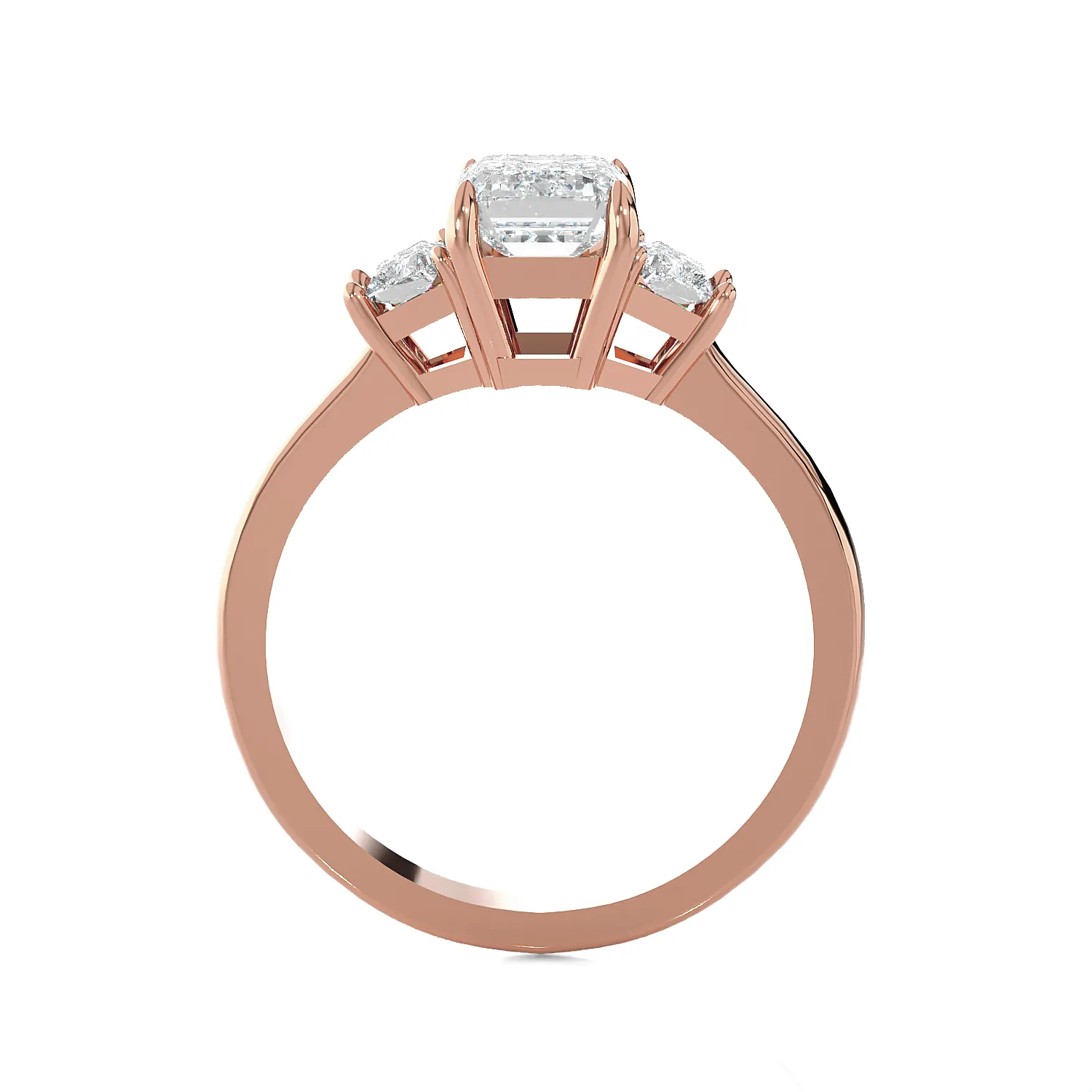 1 3/8 ctw Emerald with Baguette Three Stone Lab Grown Diamond Ring