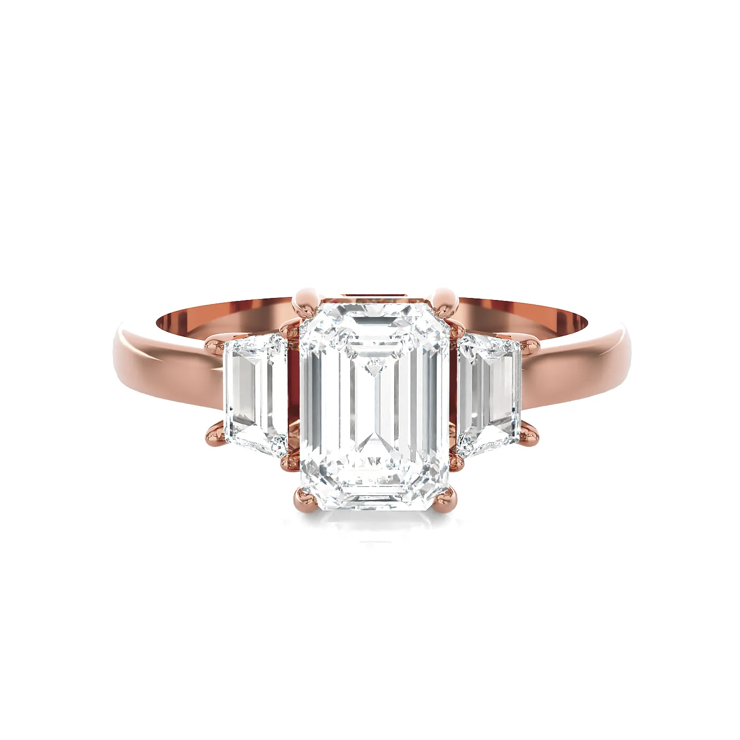 1 3/8 ctw Emerald with Baguette Three Stone Lab Grown Diamond Ring