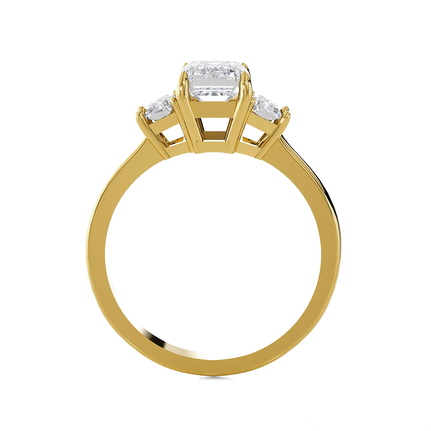 1 3/8 ctw Emerald with Baguette Three Stone Lab Grown Diamond Ring