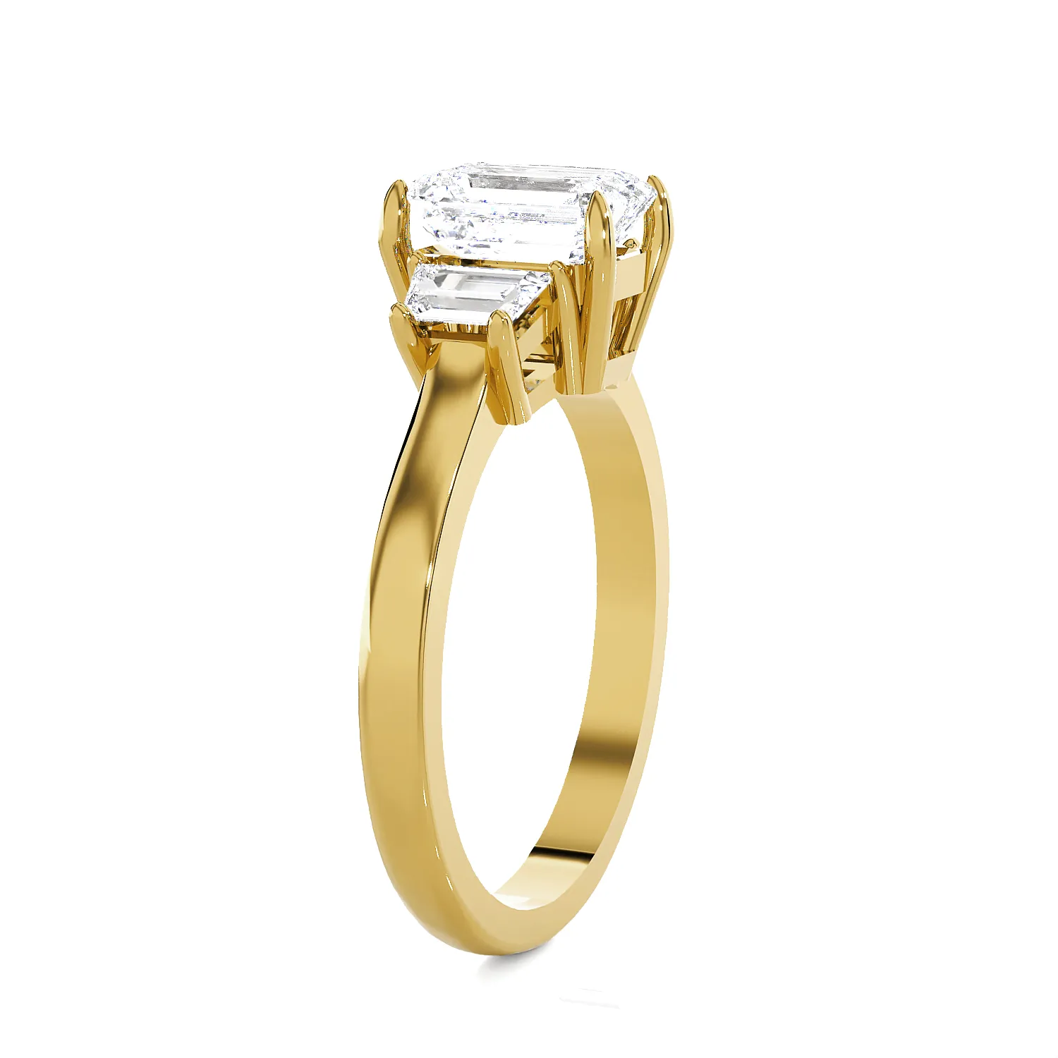 1 3/8 ctw Emerald with Baguette Three Stone Lab Grown Diamond Ring