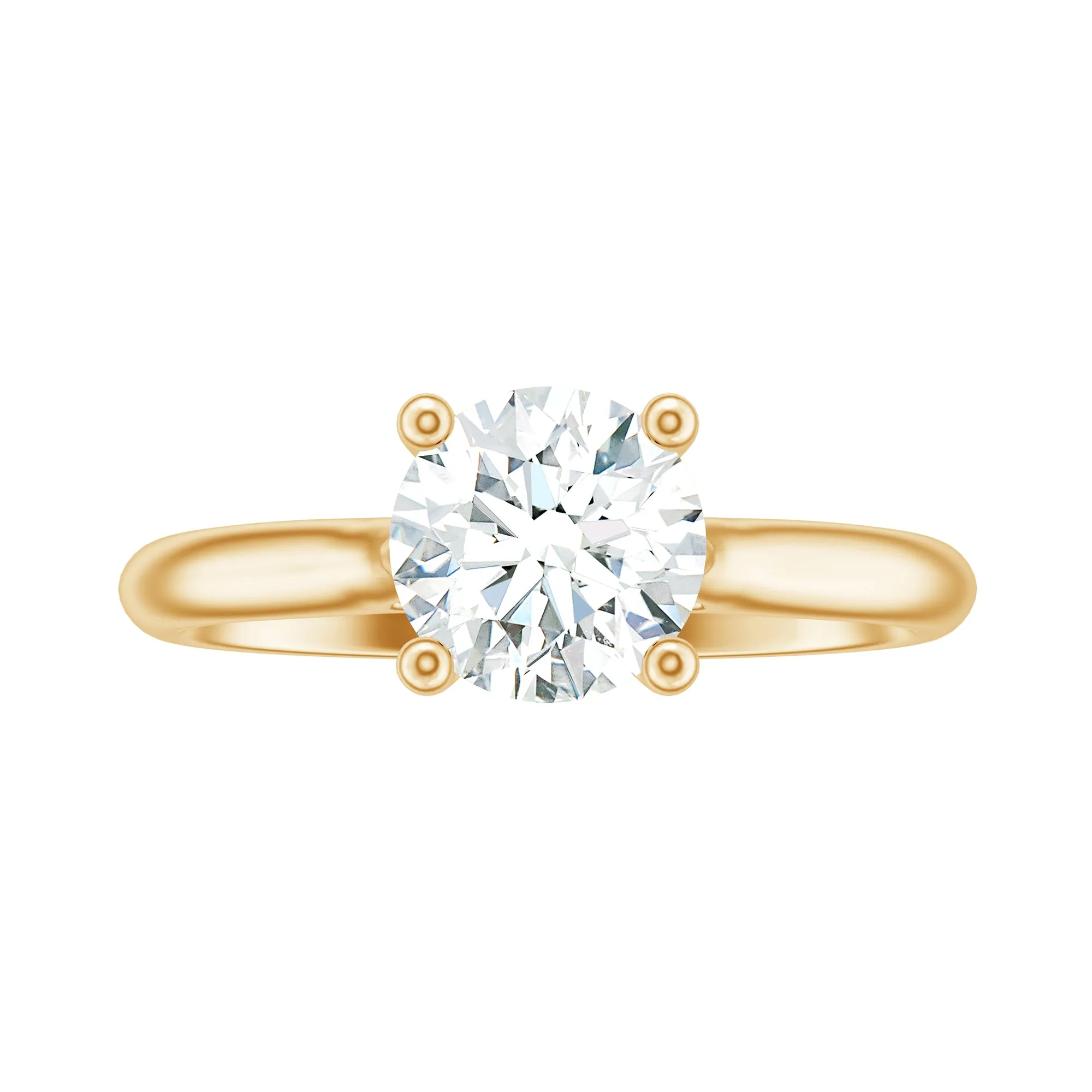1 CT Round Cut Certified Moissanite Solitaire Ring in Gold