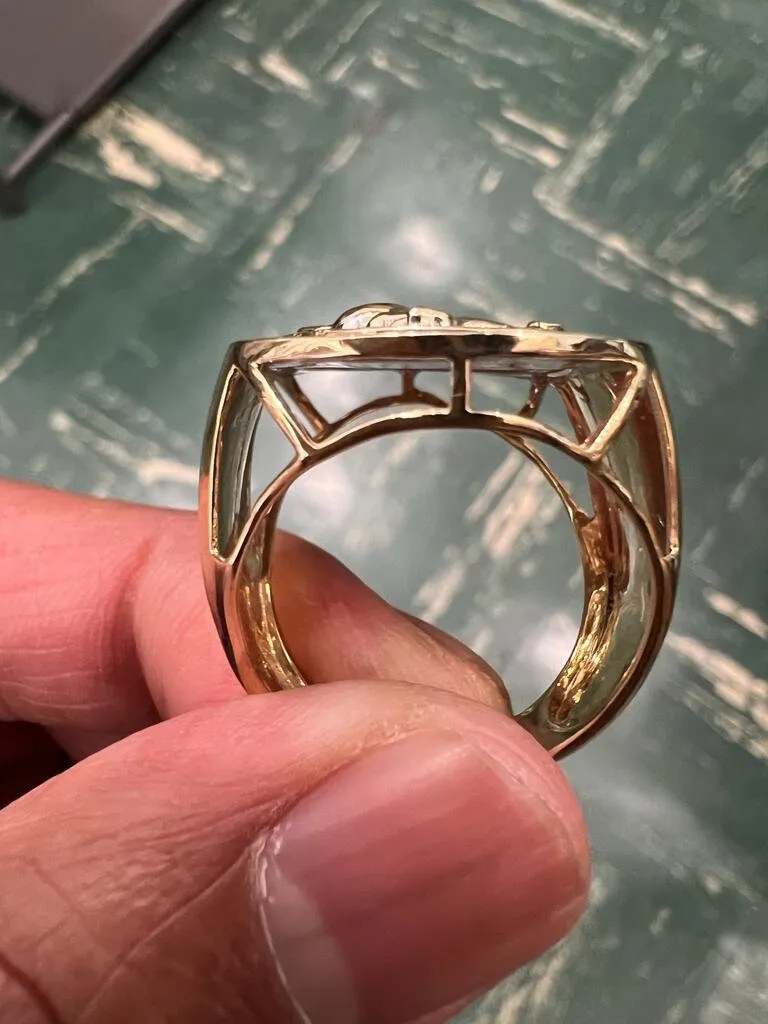 10K Yellow Gold Diamond Horse Ring for Men, Real Diamond 0.35 CT, Men's , Hip Hop Ring 10.23 Grams, Jumping Horse Diamond Ring, Size - 10