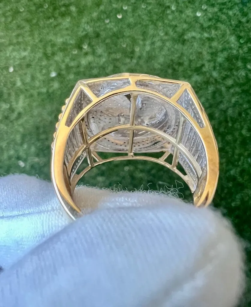10k Yellow Gold Diamond Panther Mens Ring, Religious Faith Inspiration Diamond Ring Animal Tiger Leopard Jaguar 0.69 ct 13.1 Grams Size 10