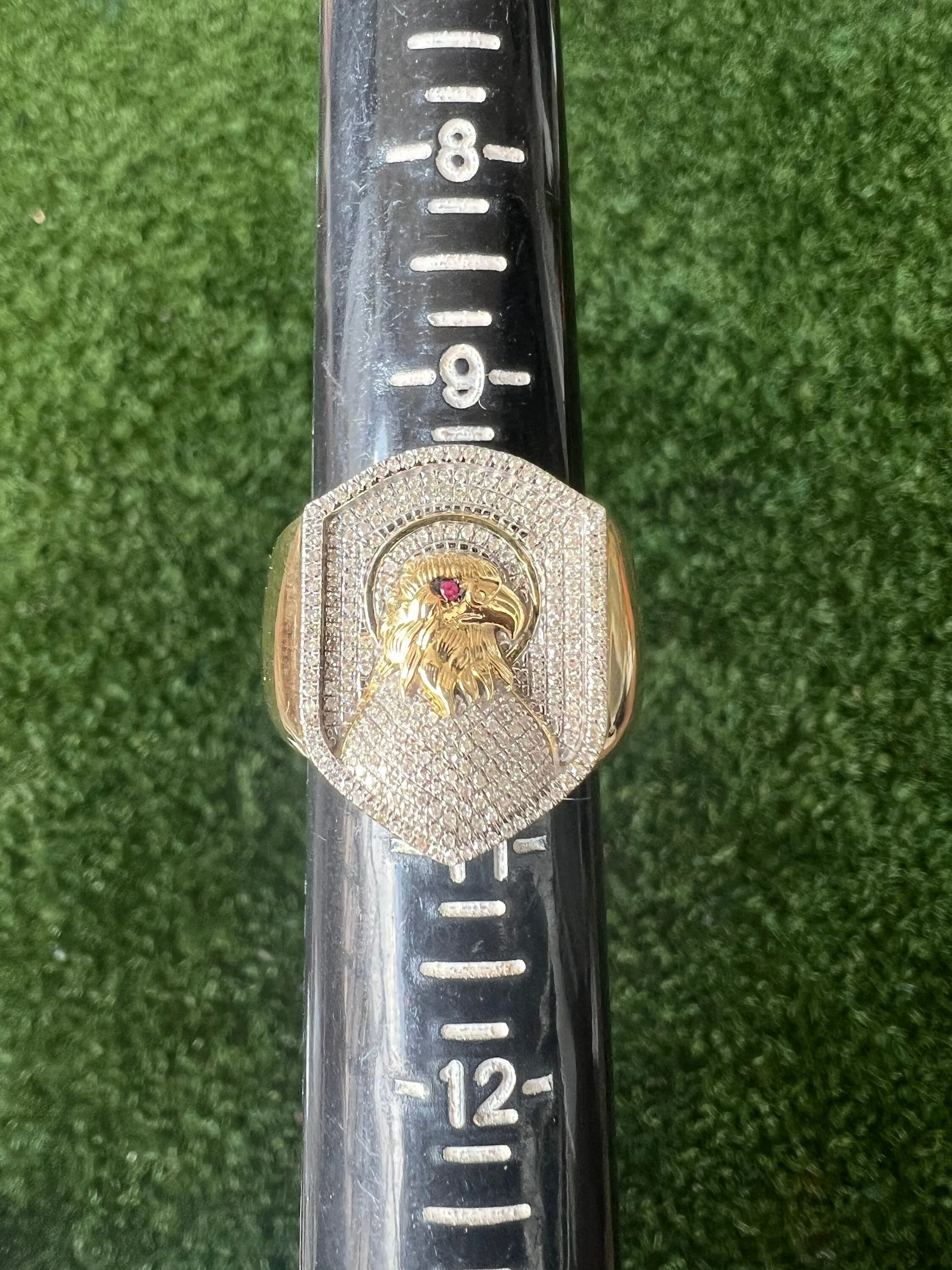 10K Yellow Gold Eagle Finger Ring for Men, Diamond Mens Ring, Eagle Signet Ring, Animal Real Diamond Ring, Eagle Head Finger Ring, 8.3 Gram