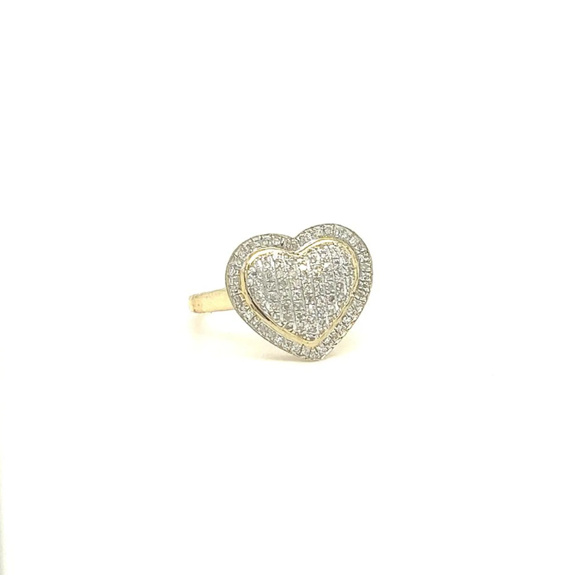 10k Yellow Gold Heart Diamond Ring, 0.35 dwt  Round Heart Diamond Promise Ring, Hip Hop Diamond Heart Ring, Women Heart Ring, Gift for Him