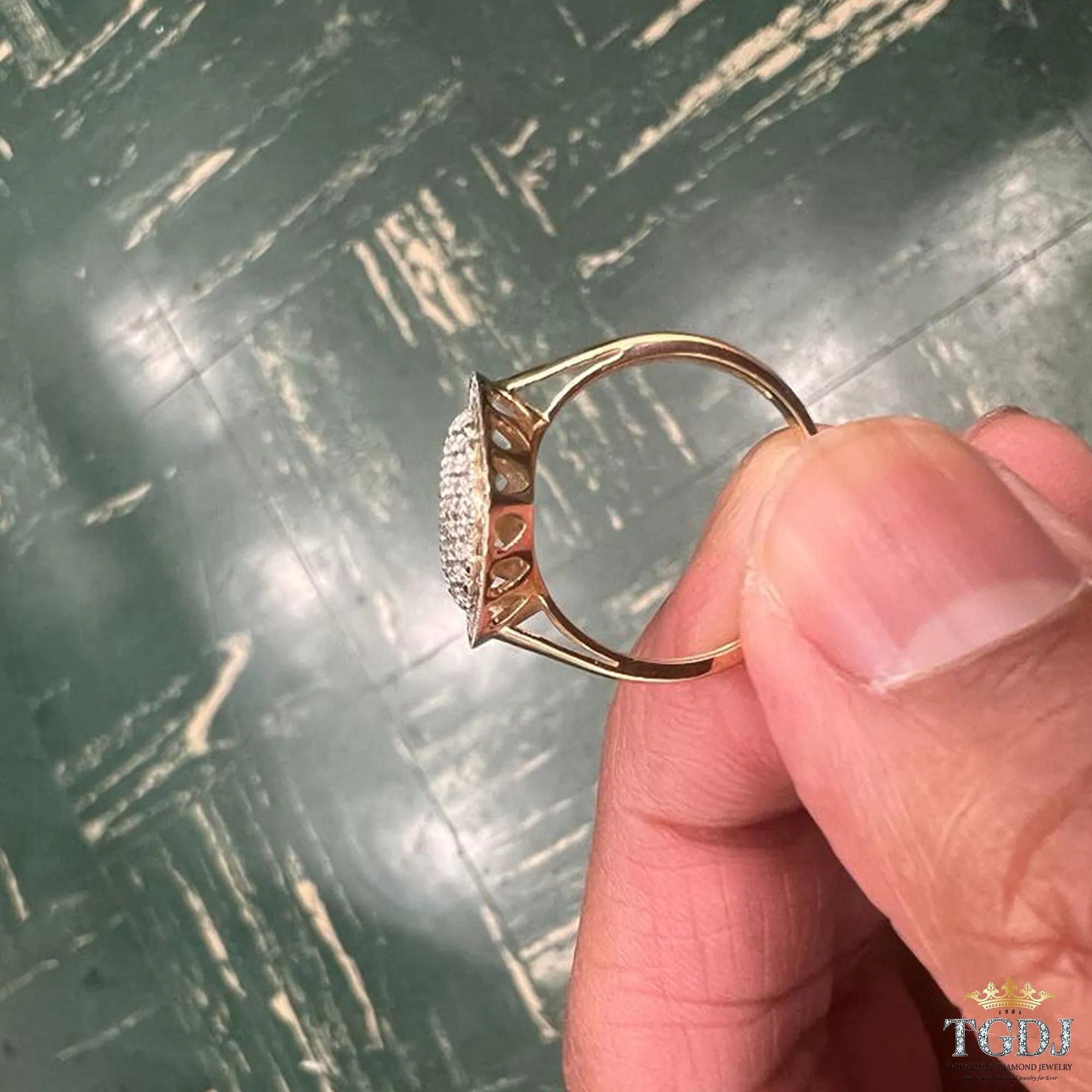 10k Yellow Gold Heart Diamond Ring, 0.35 dwt  Round Heart Diamond Promise Ring, Hip Hop Diamond Heart Ring, Women Heart Ring, Gift for Him