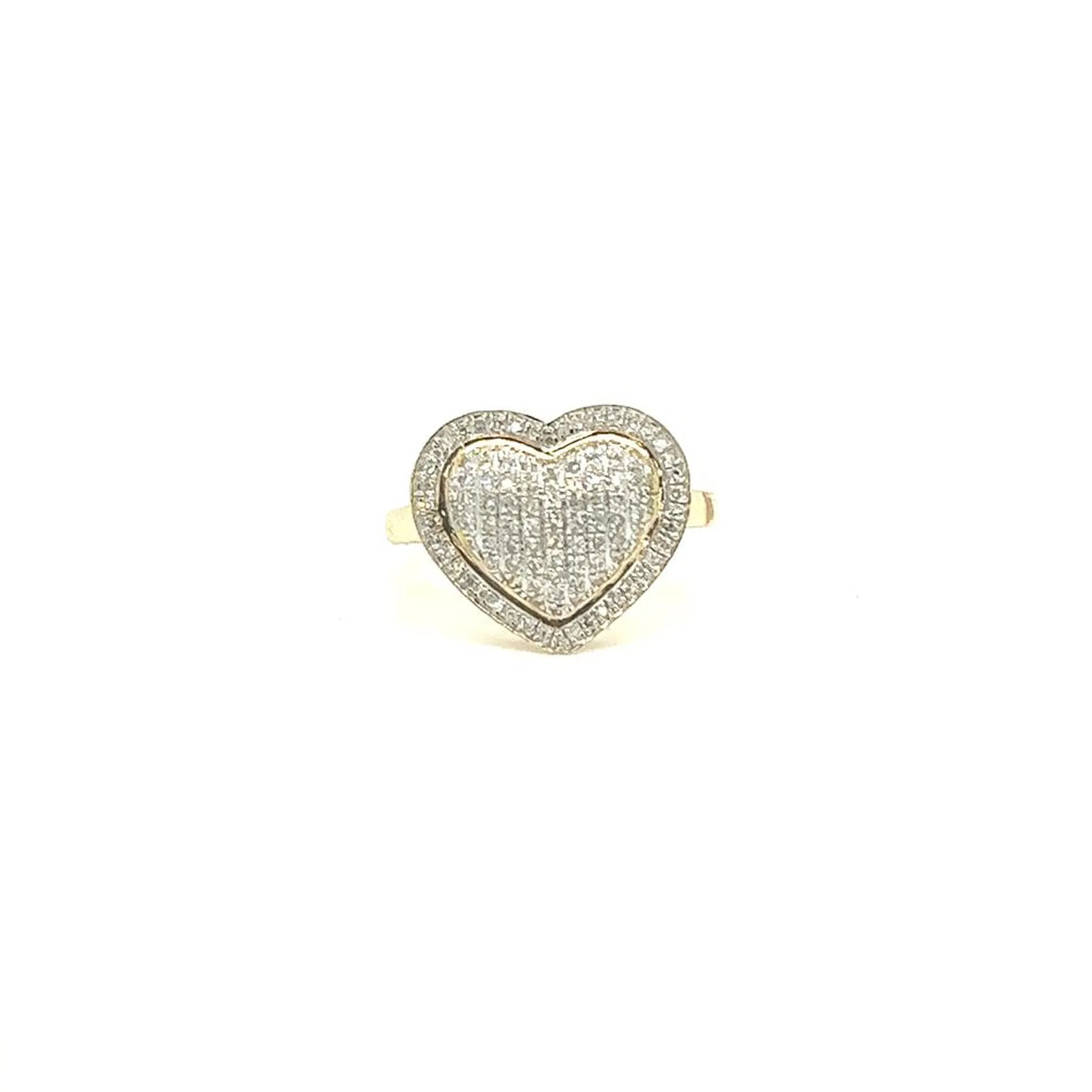 10k Yellow Gold Heart Diamond Ring, 0.35 dwt  Round Heart Diamond Promise Ring, Hip Hop Diamond Heart Ring, Women Heart Ring, Gift for Him