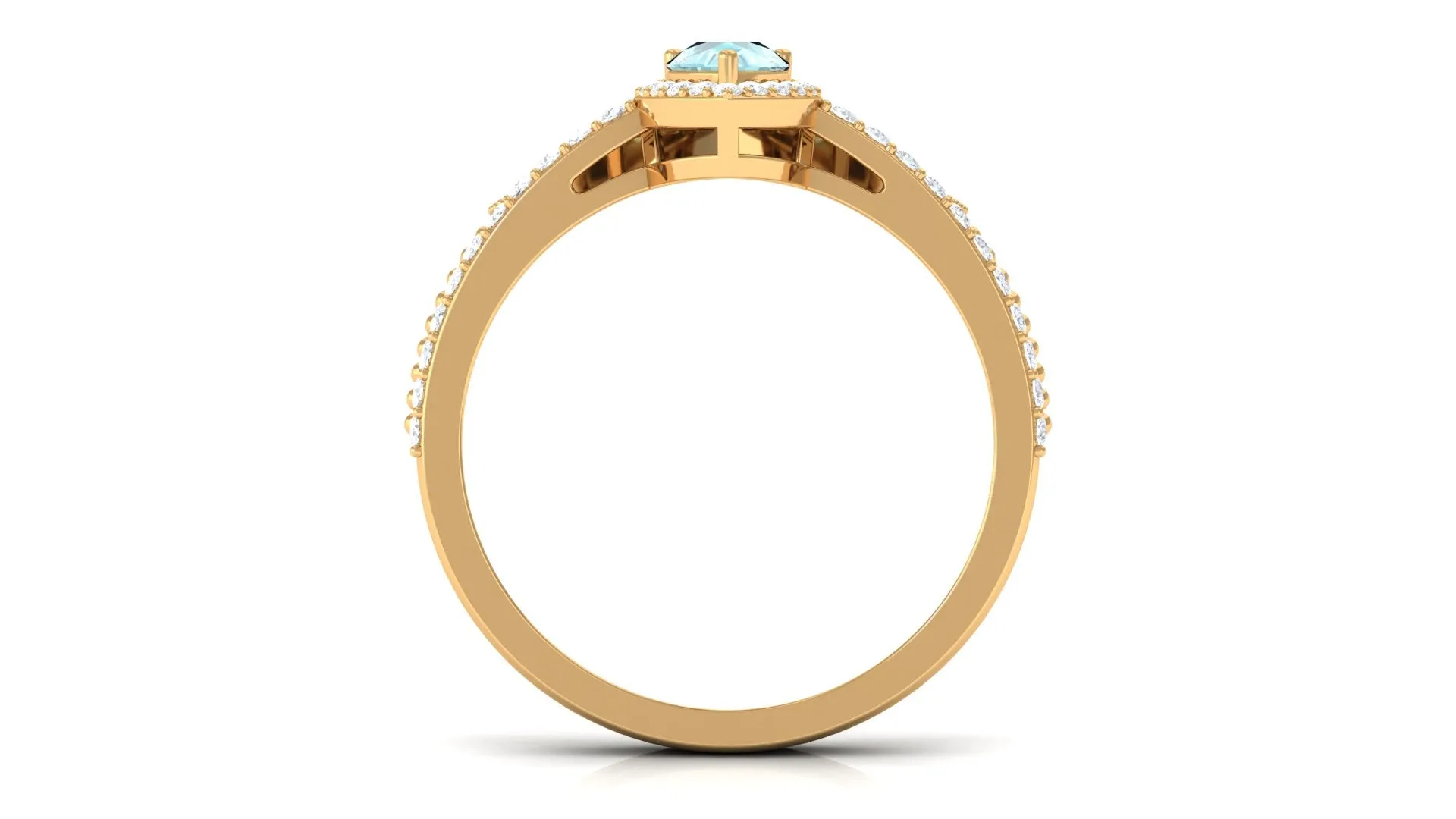 1.25 CT Vintage Inspired Sky Blue Topaz Teardrop Ring Set with Diamond