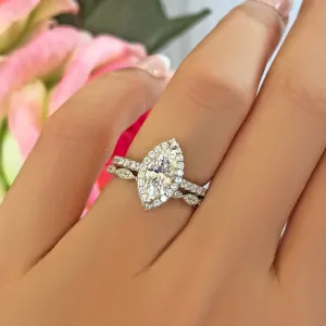 1.25 ctw Marquise Halo Art Deco Set