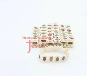 12pc Mother Of Pearl Bracelet Saint Jerusalem Holy Land Hand Made Christian