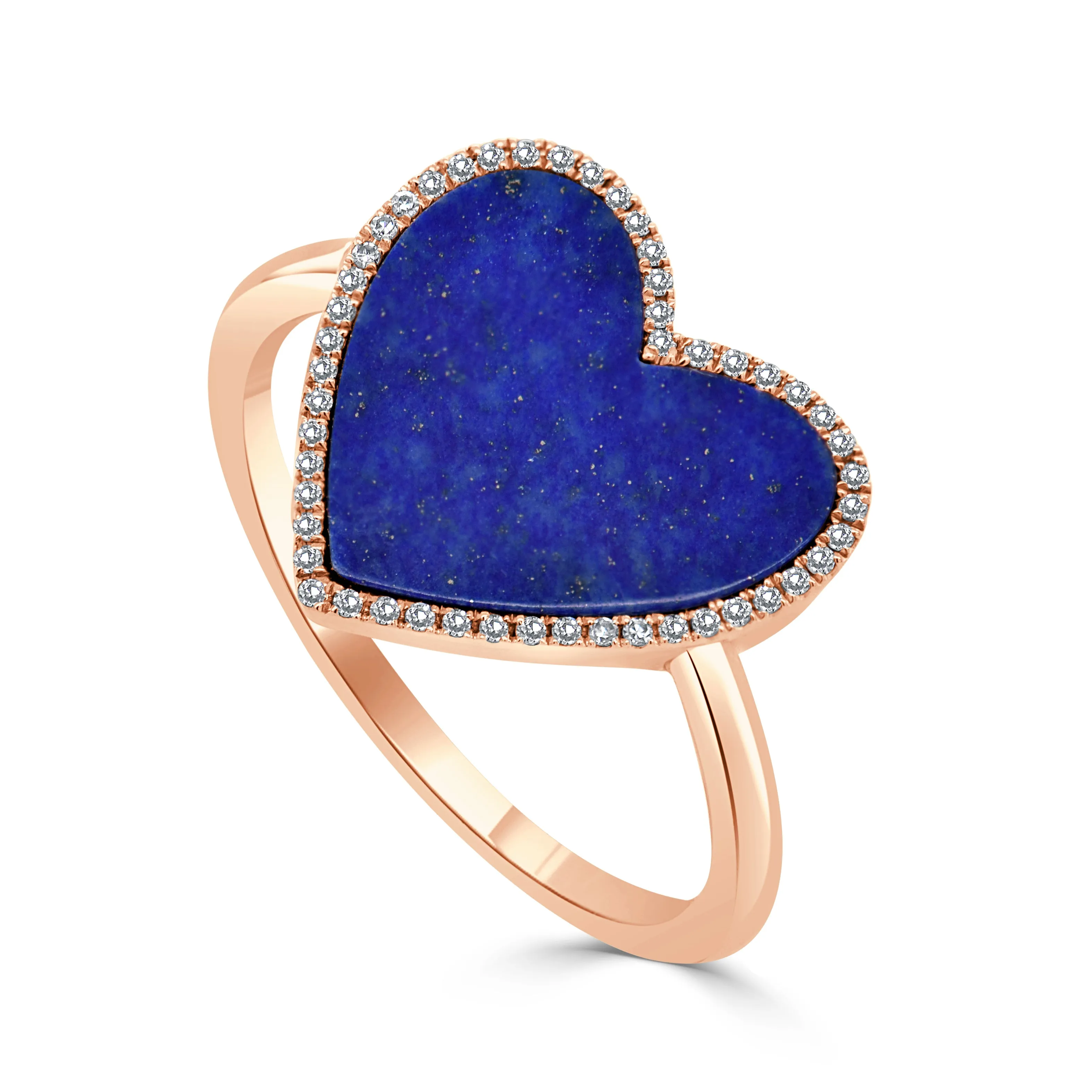 14k Gold Diamond & Lapis Heart Ring
