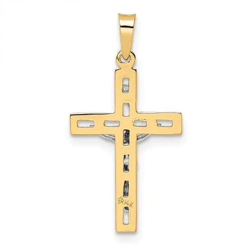 14K TT Gold Open Solid Crucifix 0.8grms