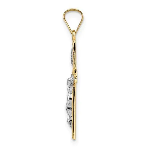 14K TT Gold Open Solid Crucifix 0.8grms