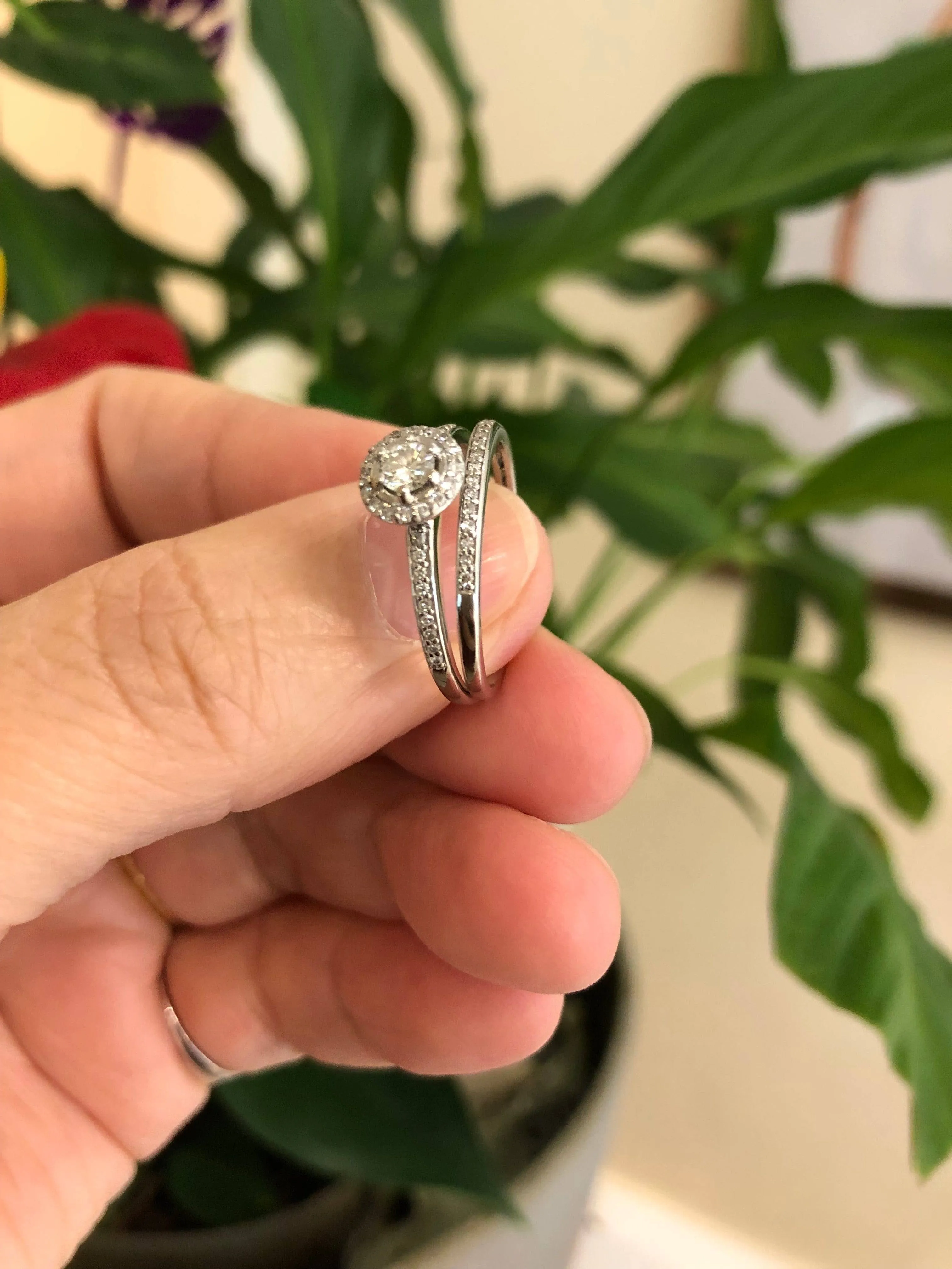 14K W Diamond Engagement Wedding Set