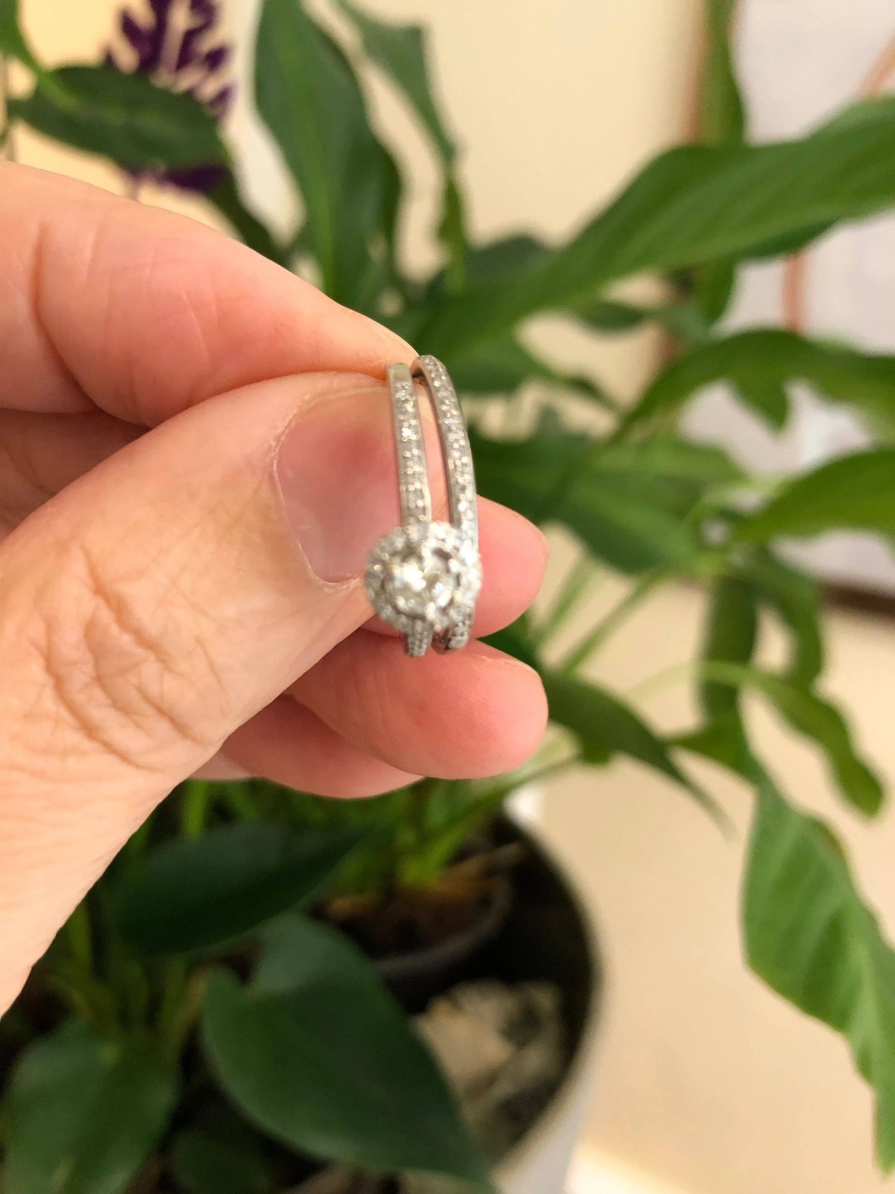 14K W Diamond Engagement Wedding Set