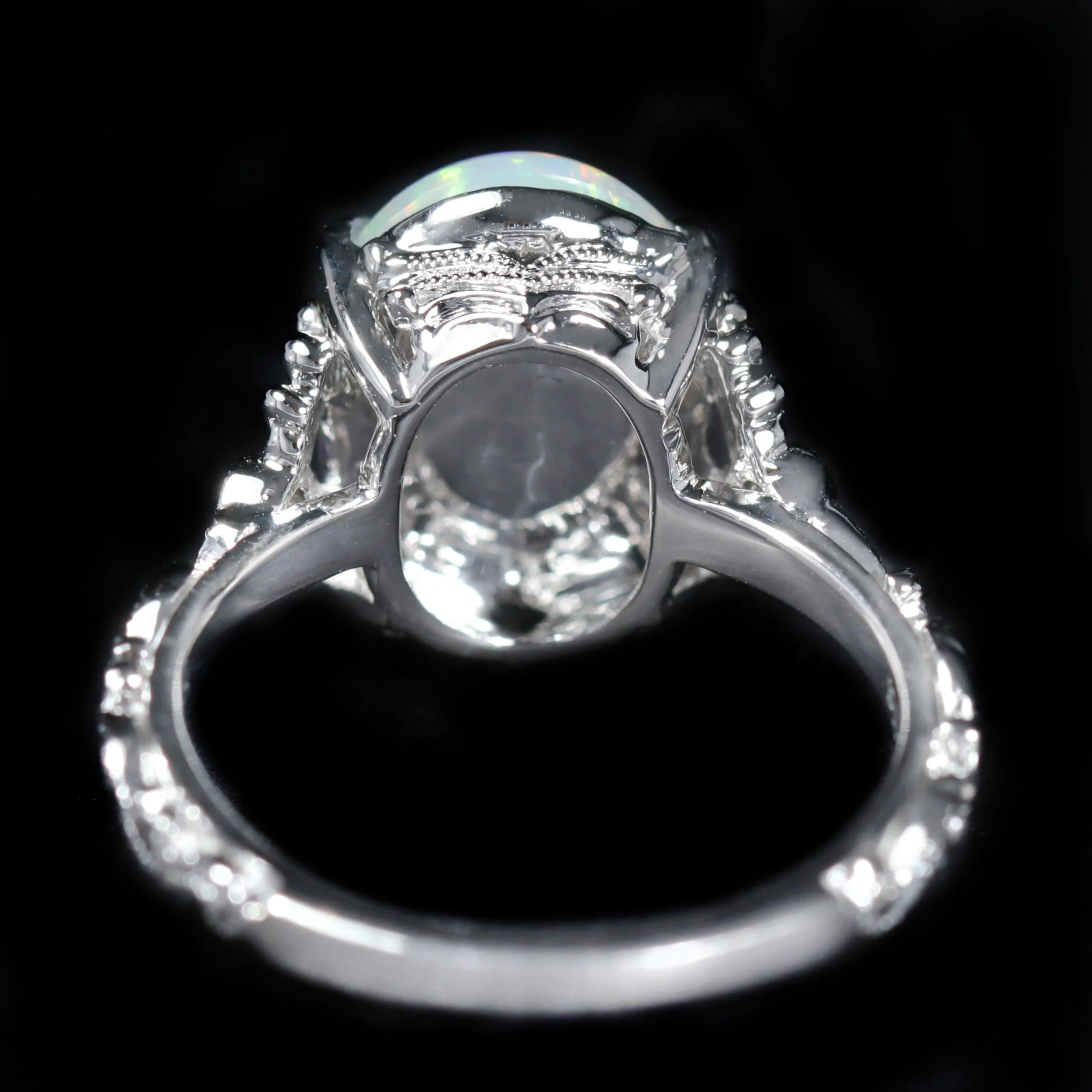 14K White Gold 2.92 Carat Opal and Diamond Ring