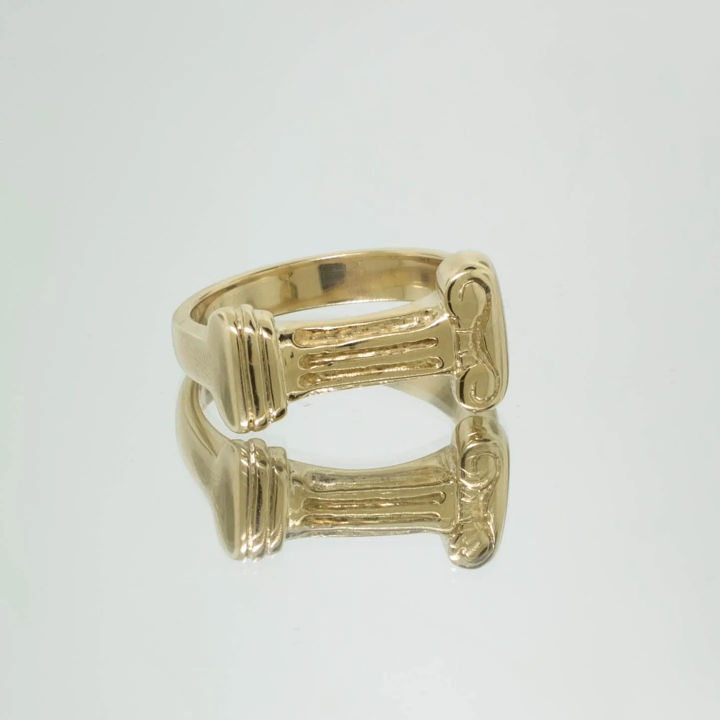 14K Yellow Gold Handmade Ionic Column Ring Size 9.75 Preowned Jewelry