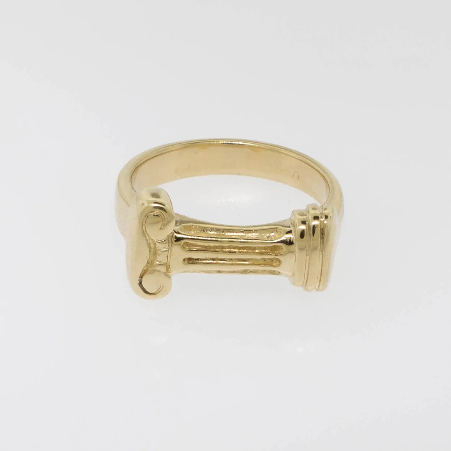 14K Yellow Gold Handmade Ionic Column Ring Size 9.75 Preowned Jewelry