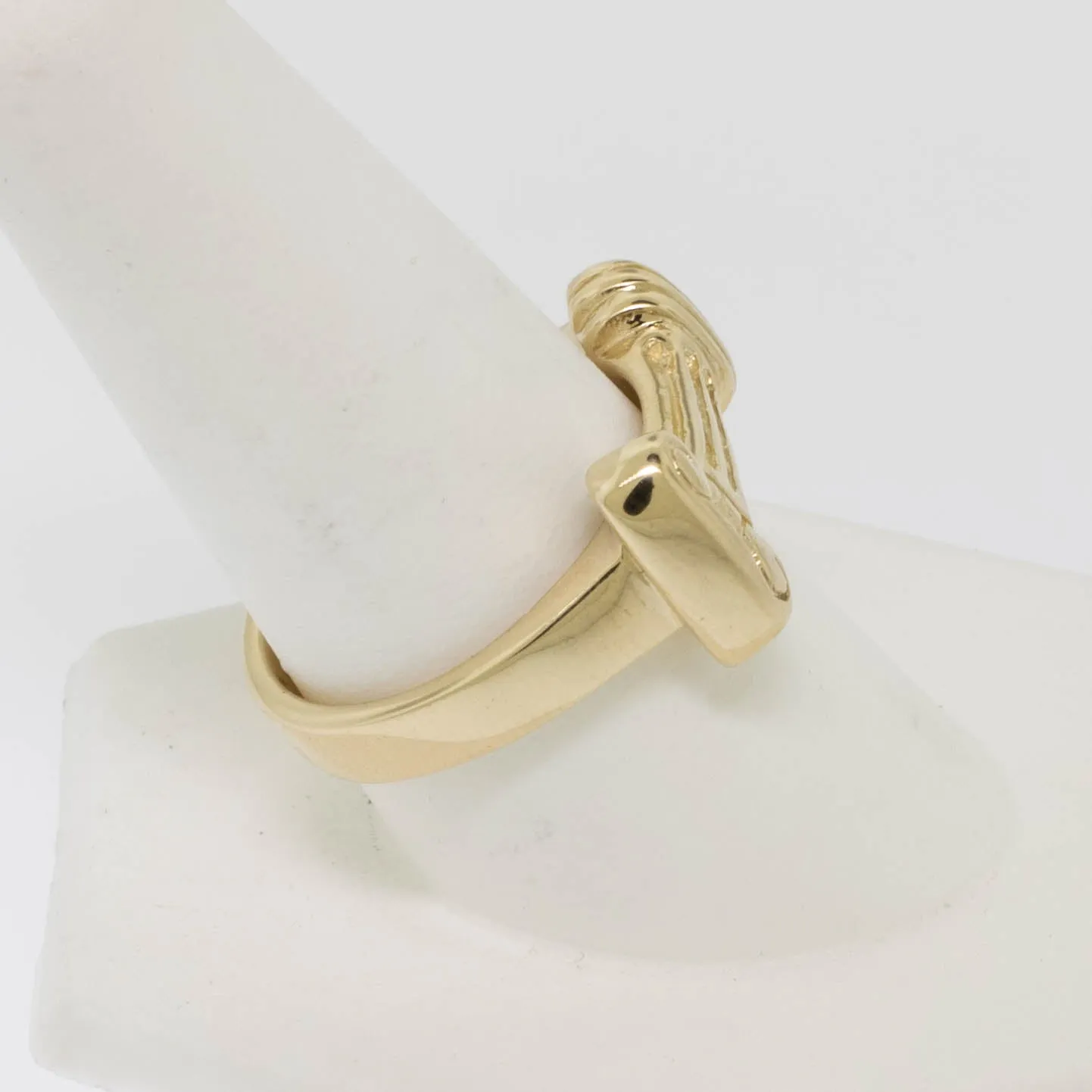 14K Yellow Gold Handmade Ionic Column Ring Size 9.75 Preowned Jewelry