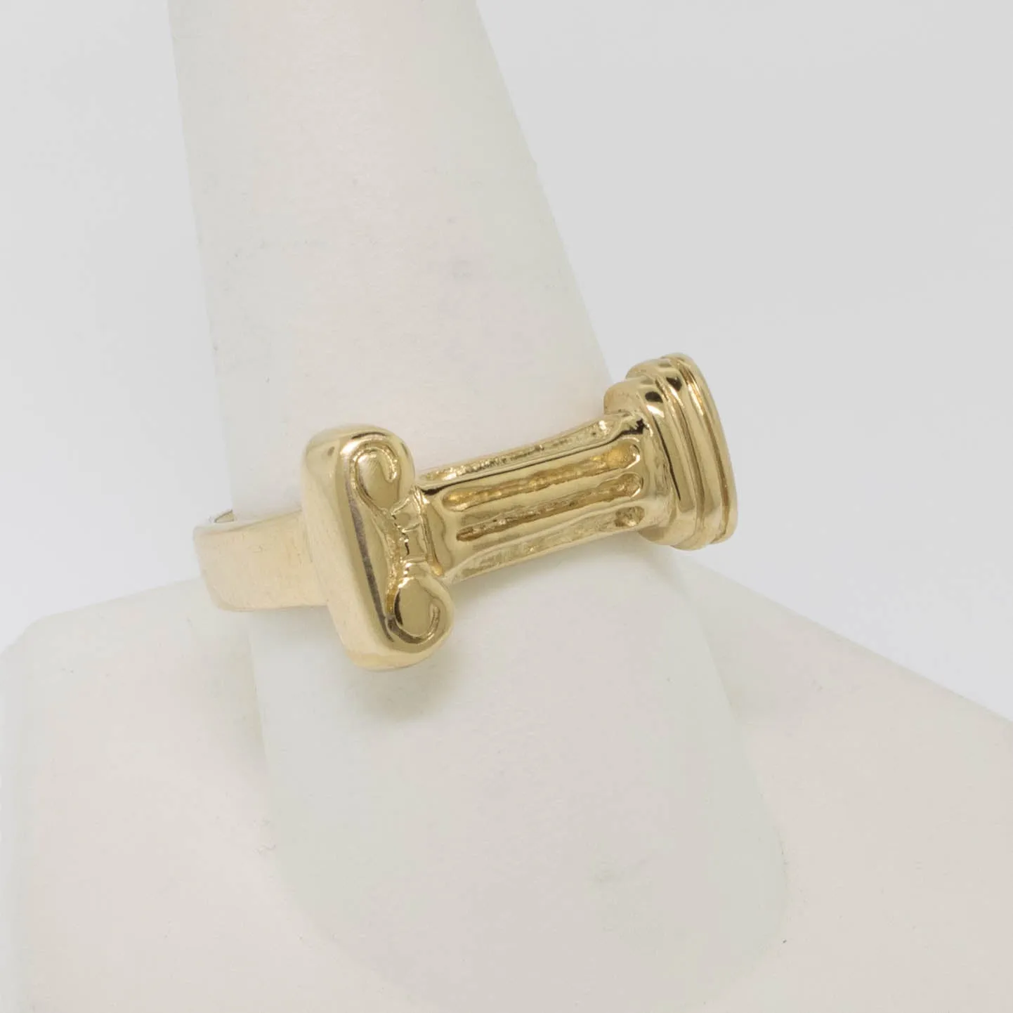 14K Yellow Gold Handmade Ionic Column Ring Size 9.75 Preowned Jewelry