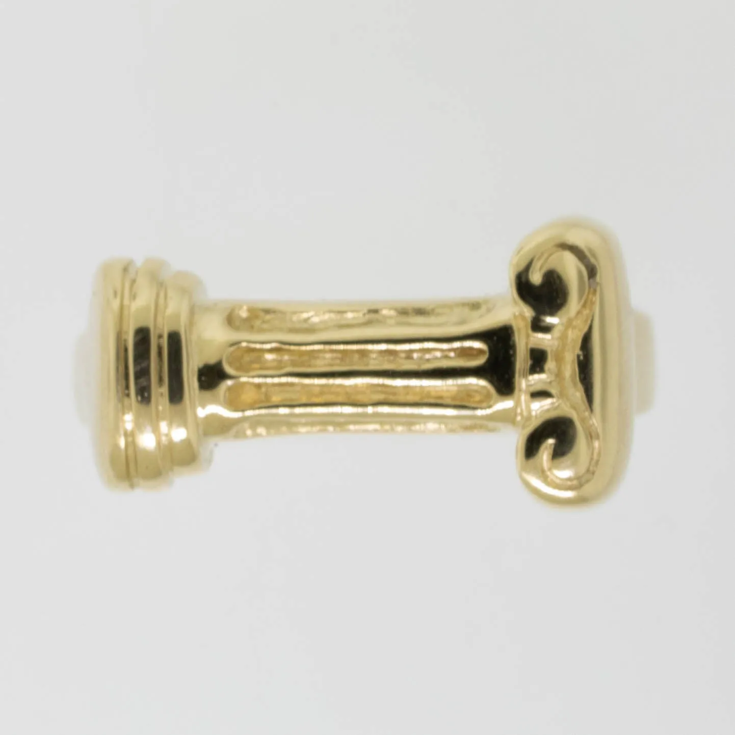 14K Yellow Gold Handmade Ionic Column Ring Size 9.75 Preowned Jewelry