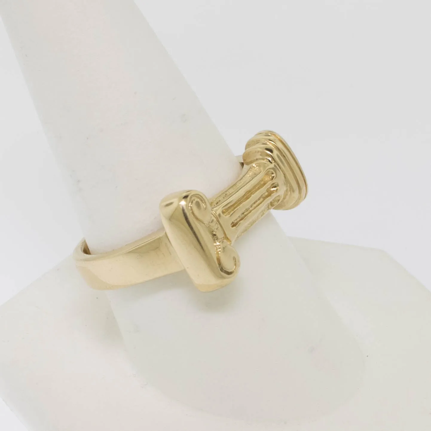 14K Yellow Gold Handmade Ionic Column Ring Size 9.75 Preowned Jewelry