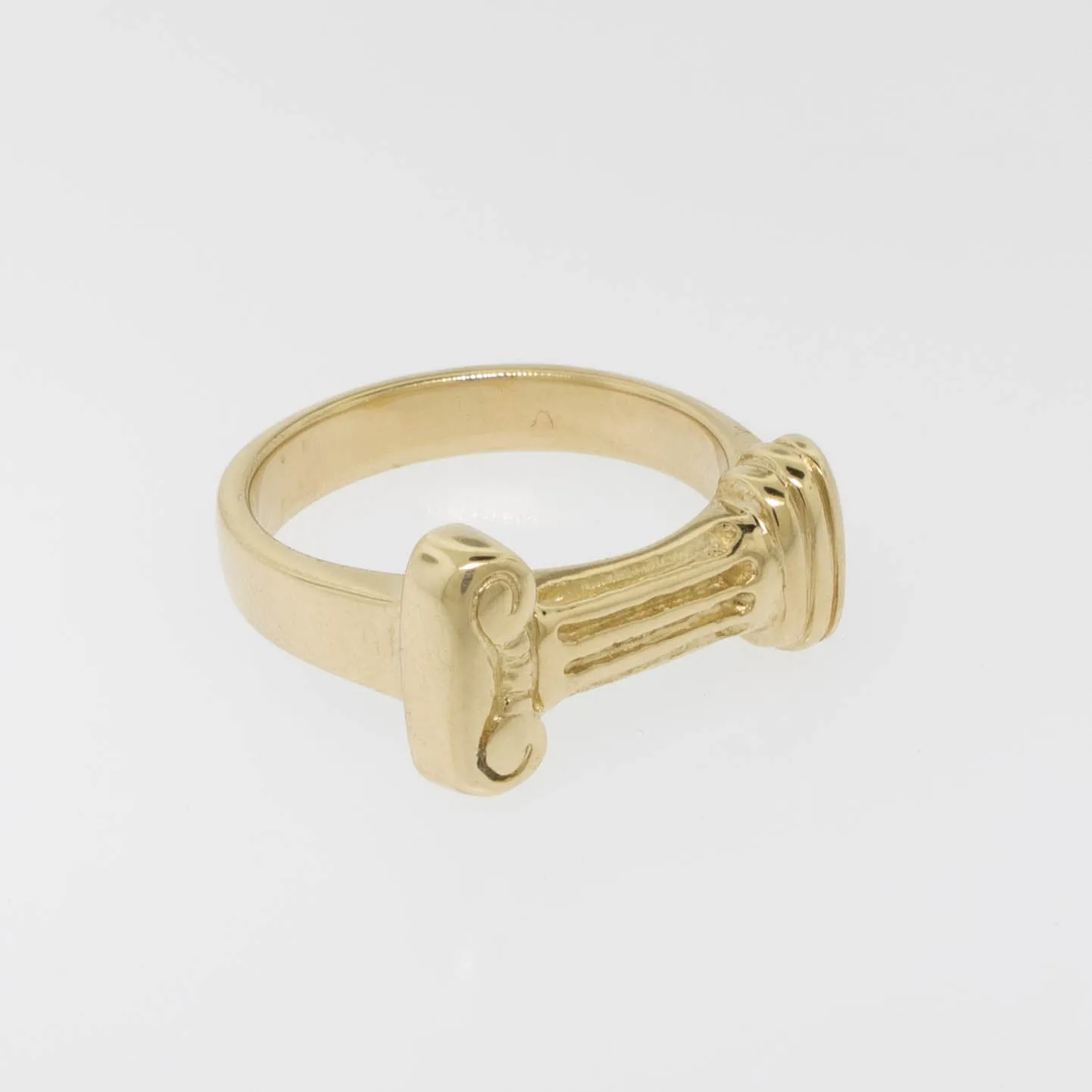 14K Yellow Gold Handmade Ionic Column Ring Size 9.75 Preowned Jewelry