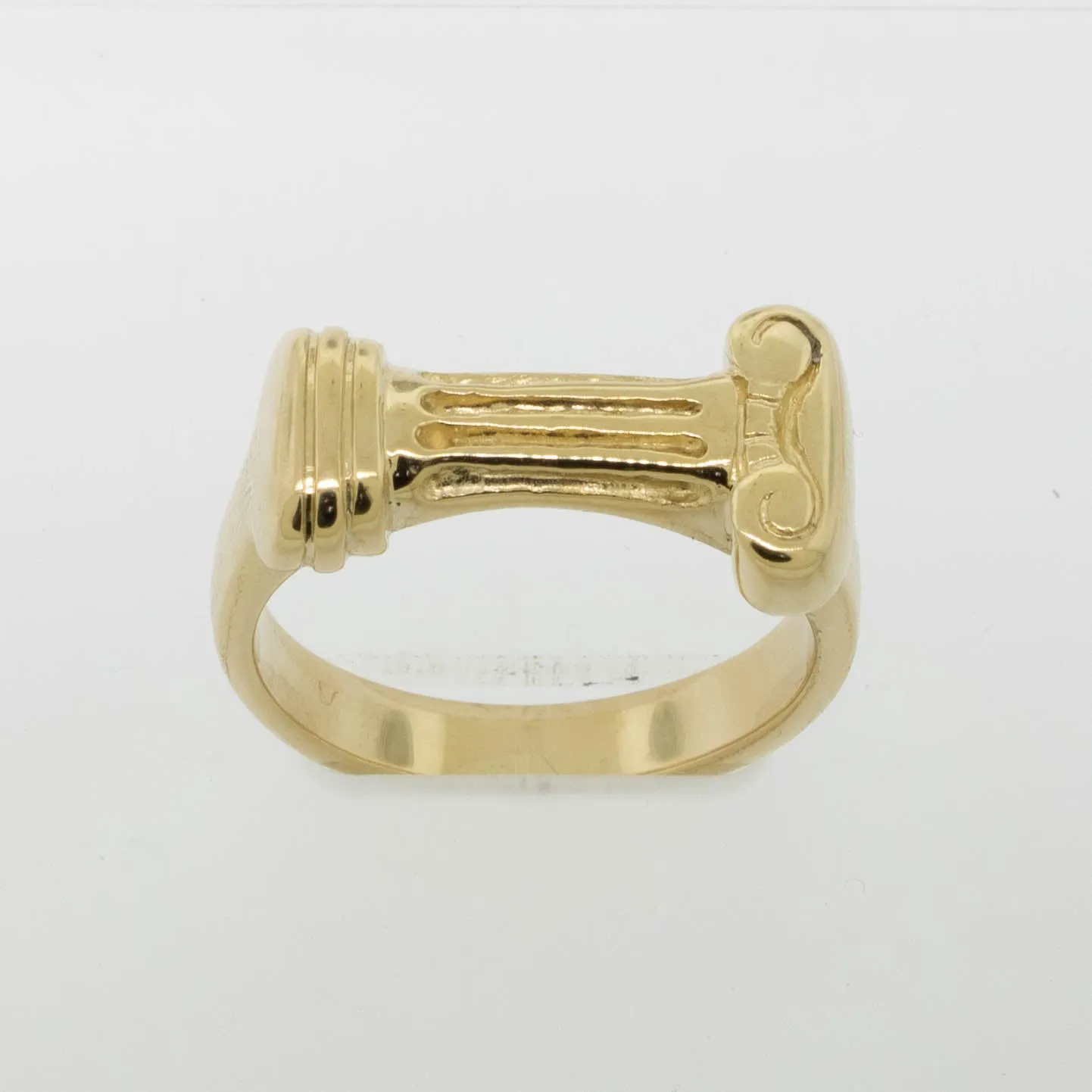 14K Yellow Gold Handmade Ionic Column Ring Size 9.75 Preowned Jewelry