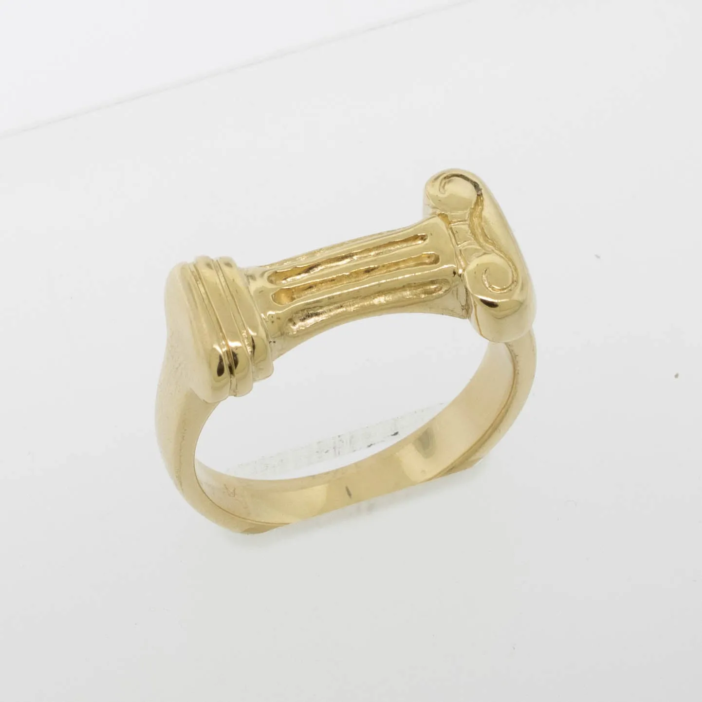 14K Yellow Gold Handmade Ionic Column Ring Size 9.75 Preowned Jewelry