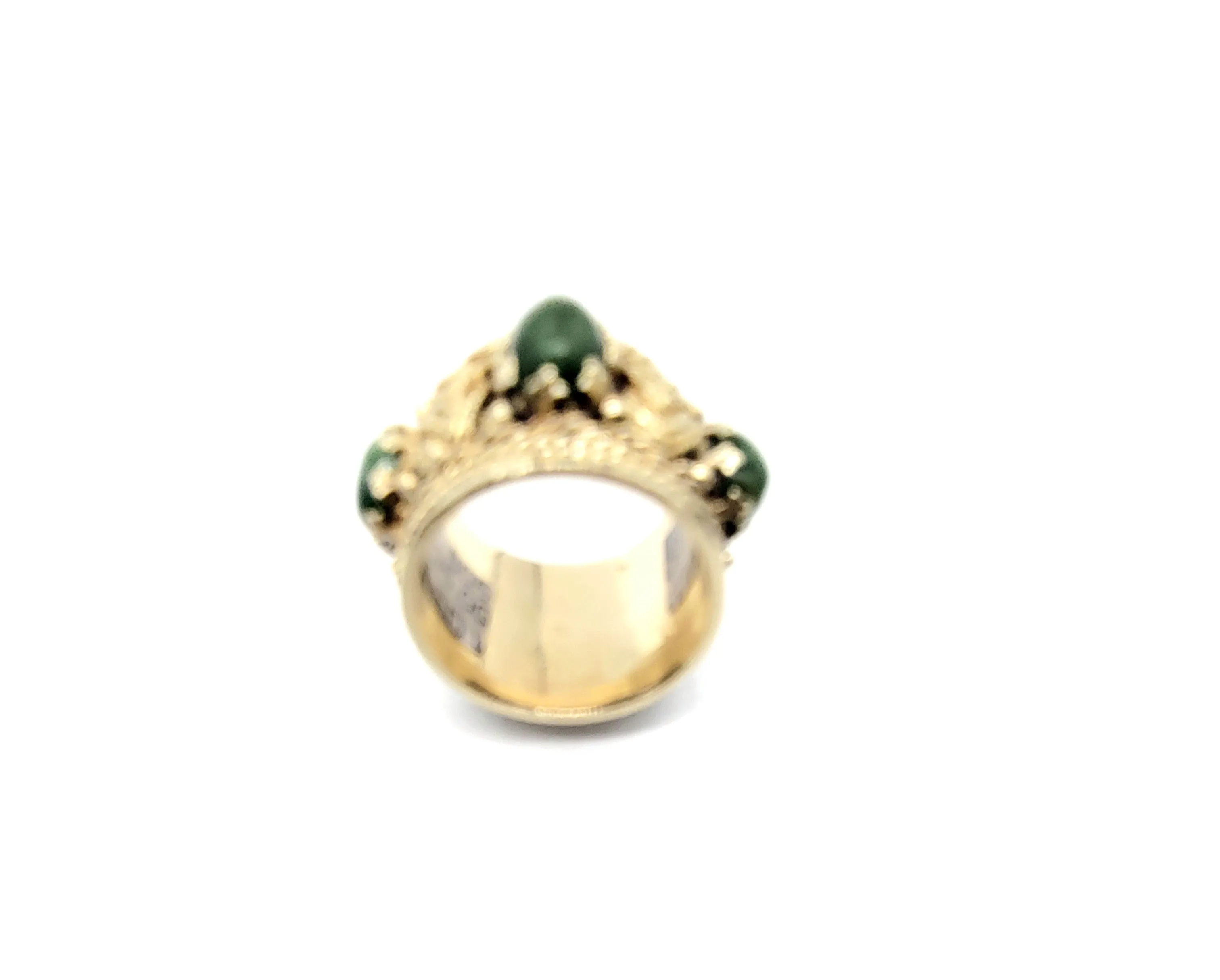 14k Yellow Gold Jade 5 Oval Cable Braided wide Band Ring