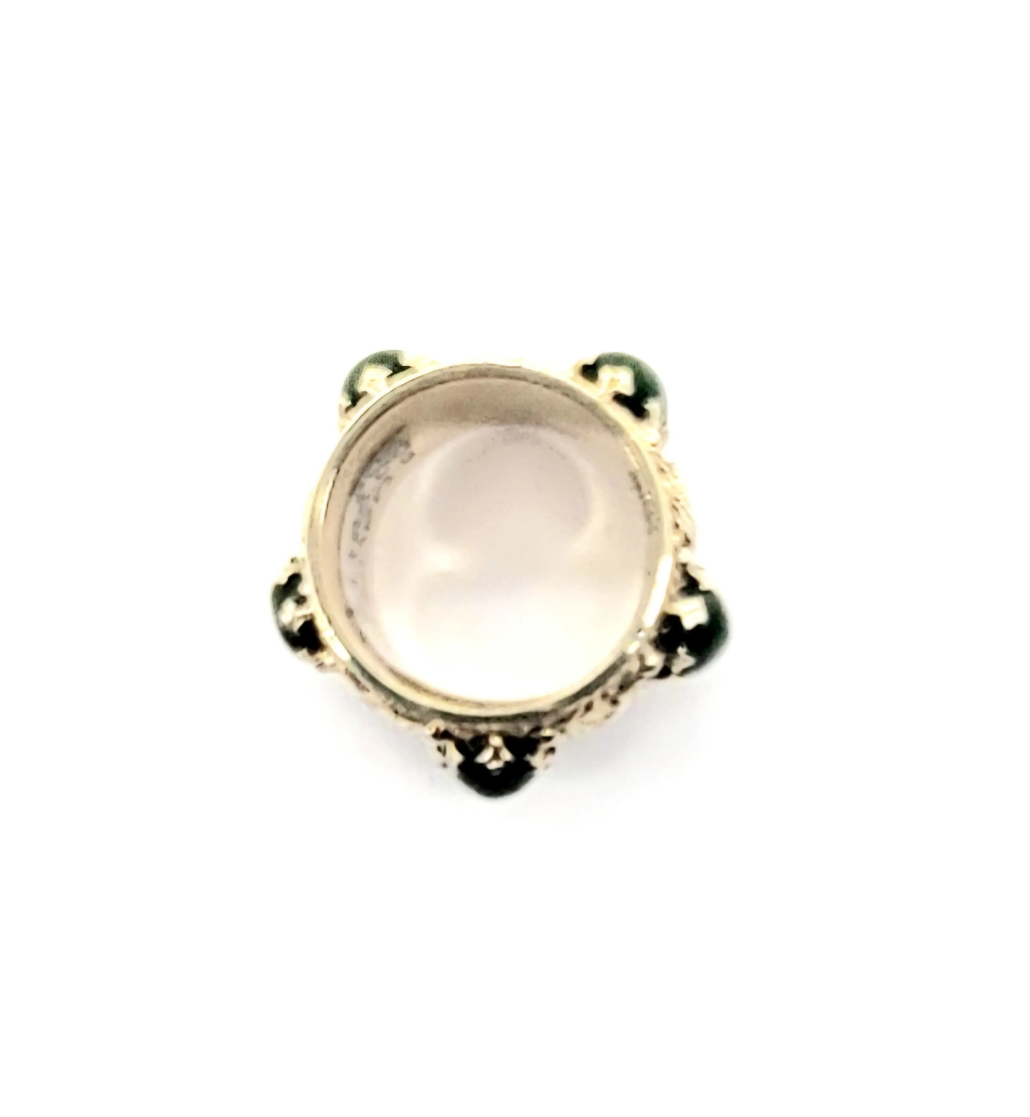 14k Yellow Gold Jade 5 Oval Cable Braided wide Band Ring
