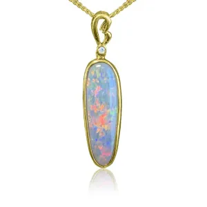 14kt Yellow Gold Opal and Diamond pendant