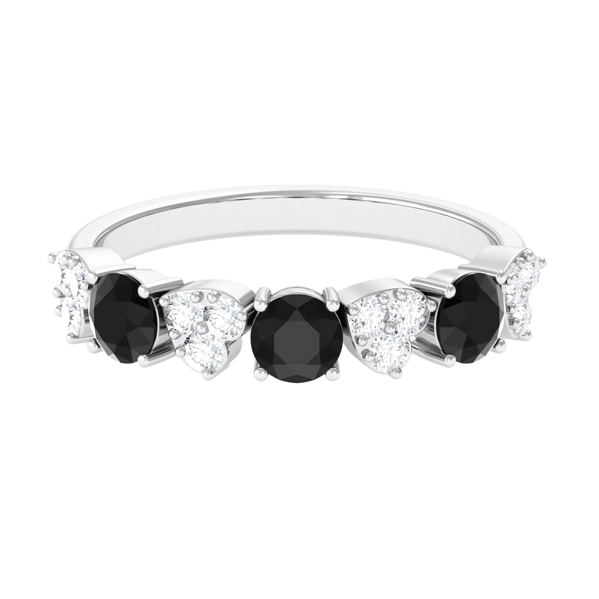 1.50 CT Alternate Black Diamond and Diamond Heart Eternity Ring