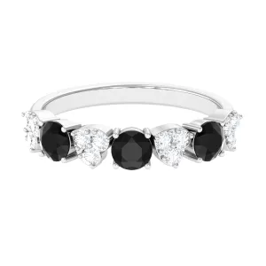 1.50 CT Alternate Black Diamond and Diamond Heart Eternity Ring