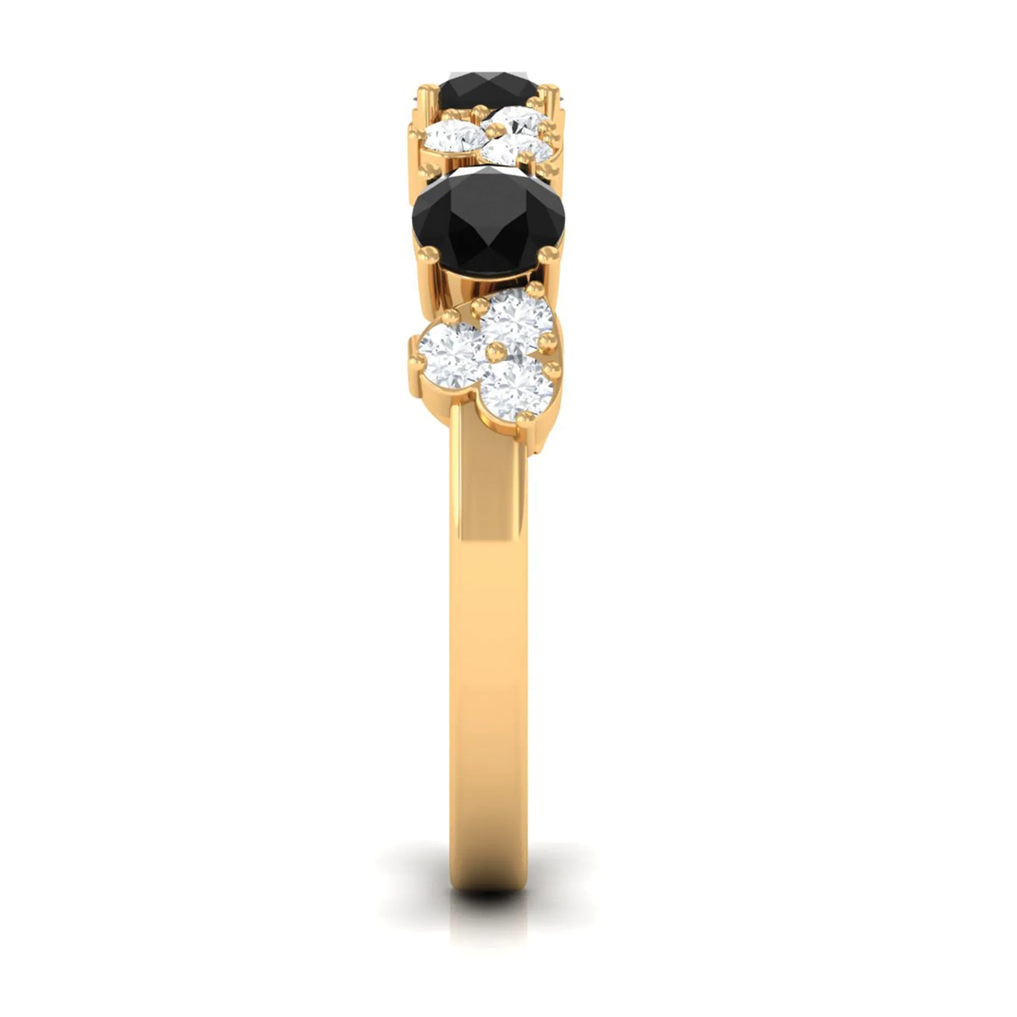 1.50 CT Alternate Black Diamond and Diamond Heart Eternity Ring