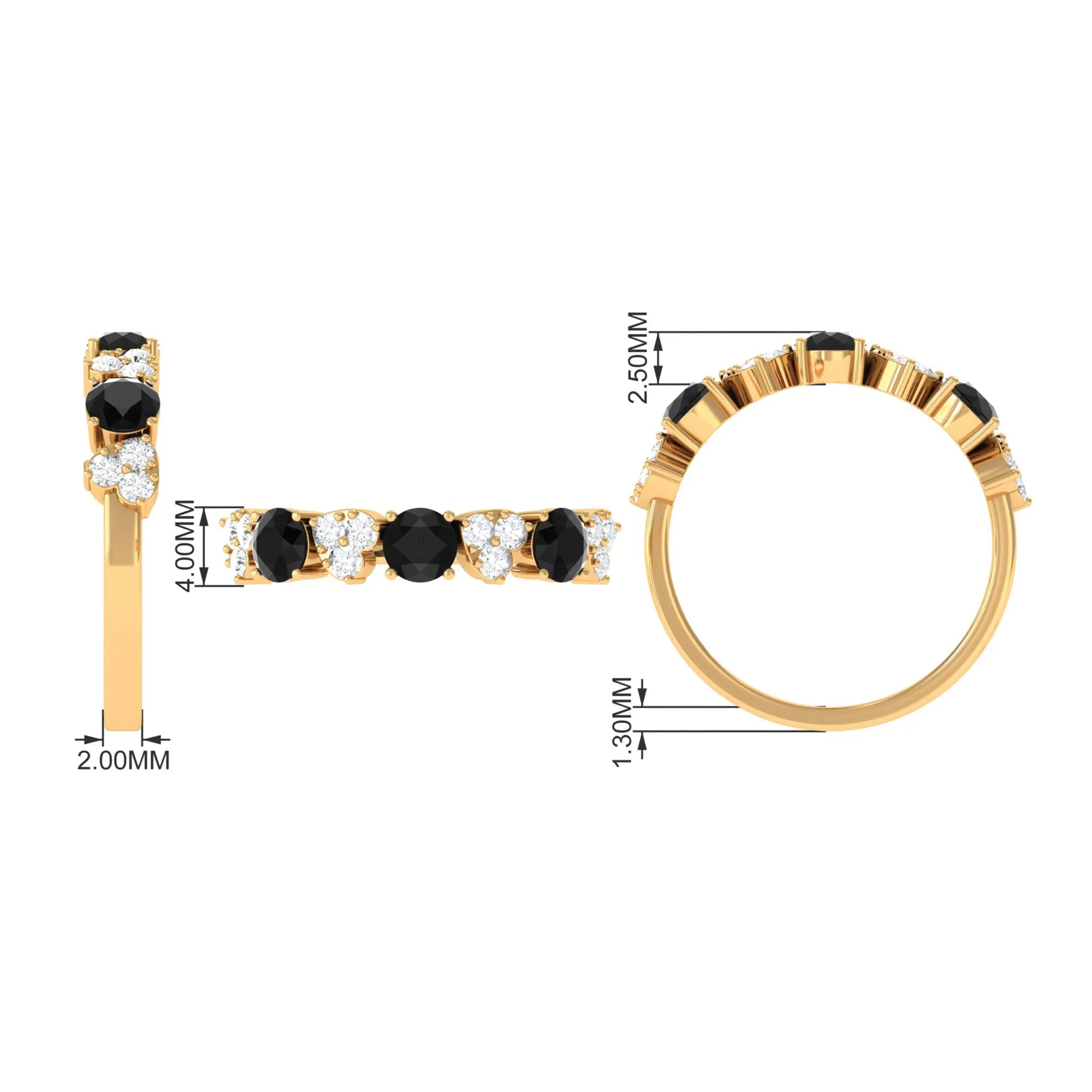 1.50 CT Alternate Black Diamond and Diamond Heart Eternity Ring