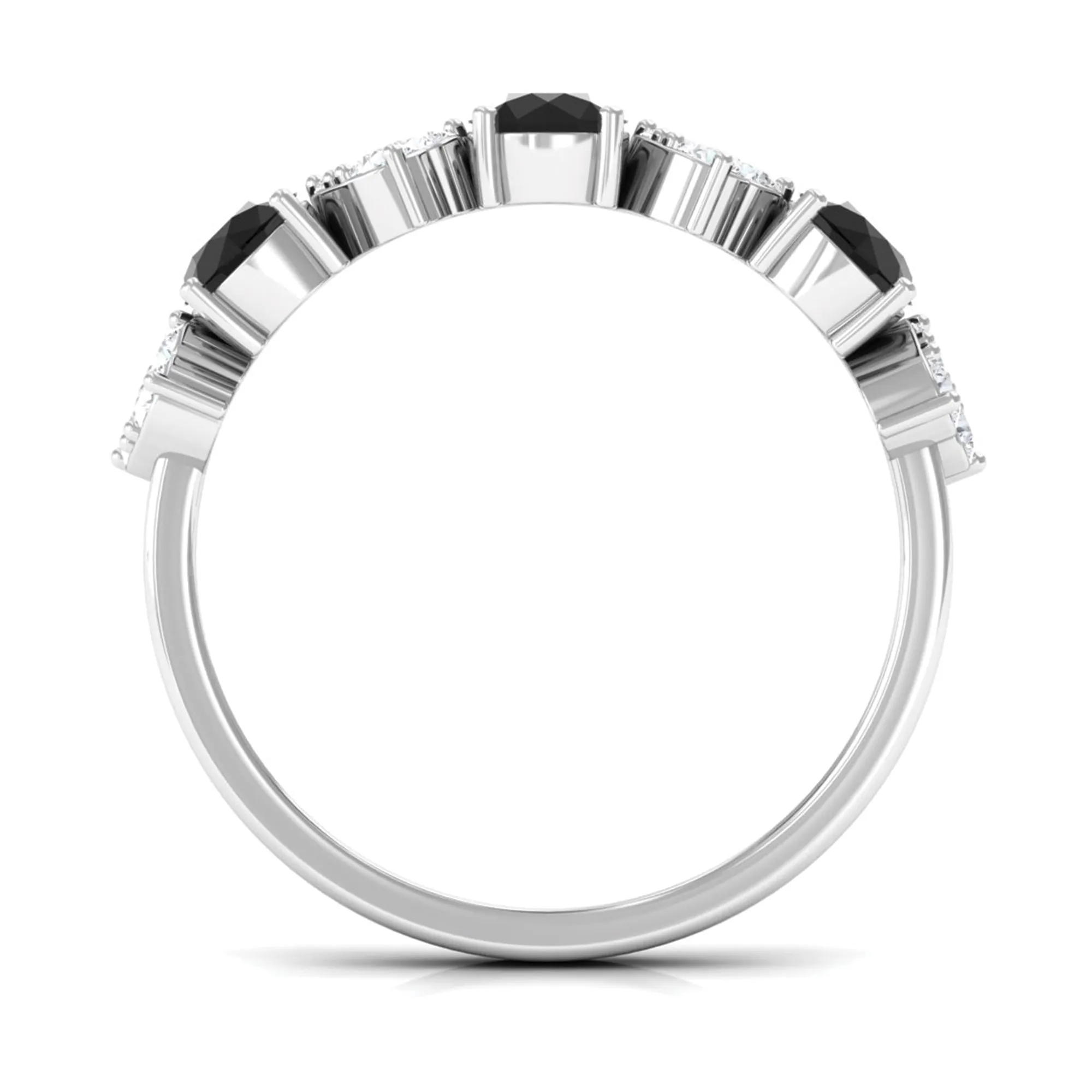 1.50 CT Alternate Black Diamond and Diamond Heart Eternity Ring