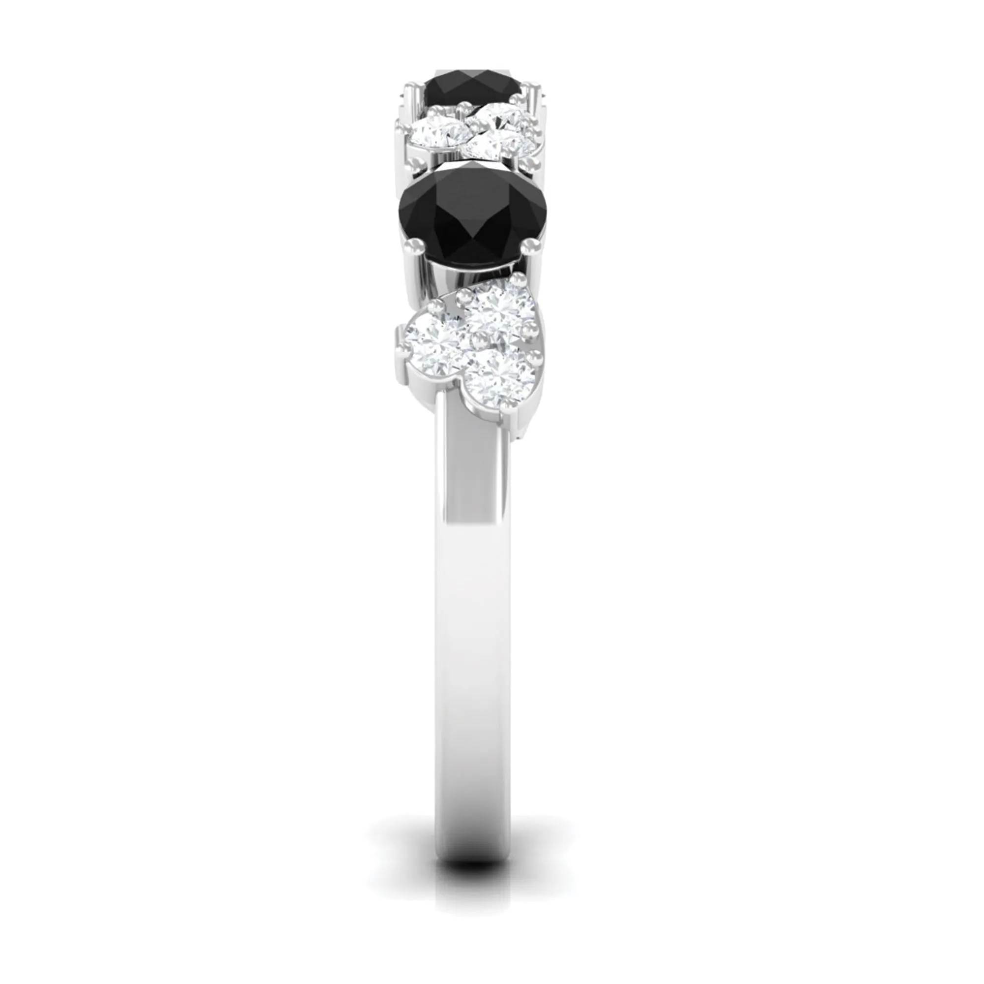 1.50 CT Alternate Black Diamond and Diamond Heart Eternity Ring