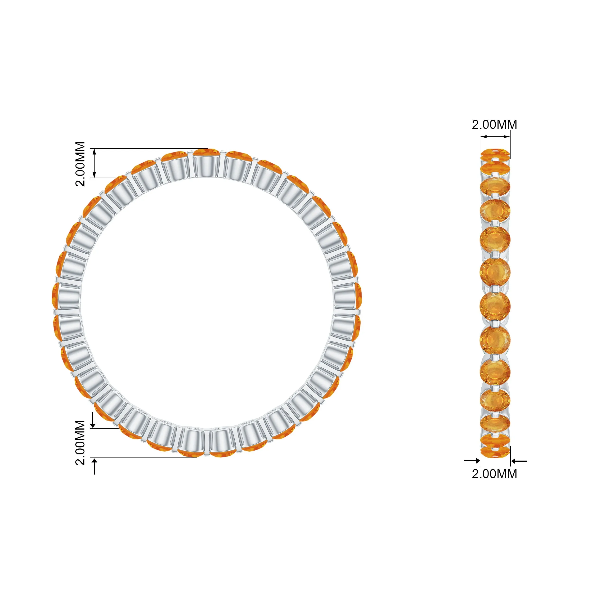 1.50 CT Orange Sapphire Floating Eternity Ring