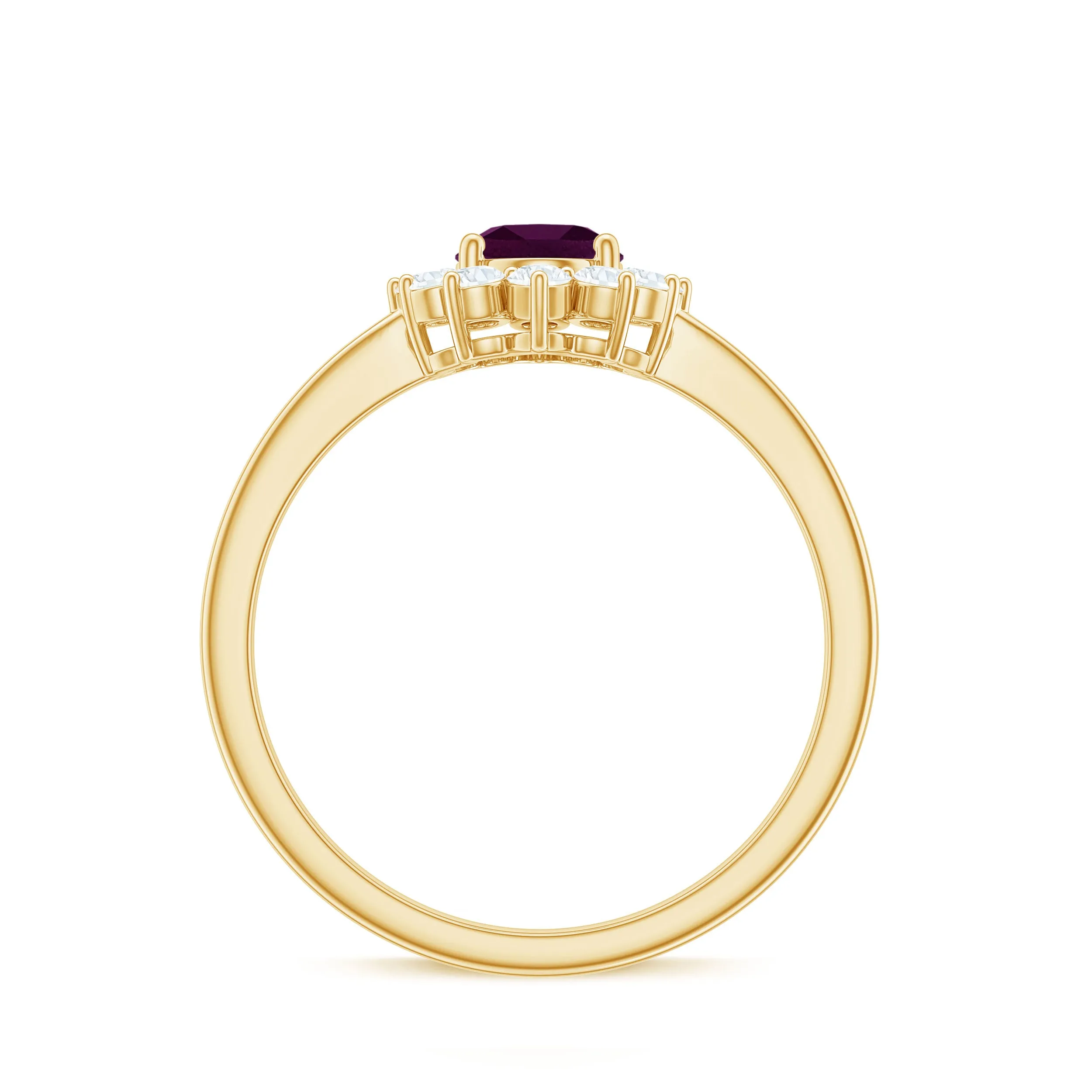1.50 CT Princess Diana Inspired Oval Shape Rhodolite Engagement Ring Diamond Halo