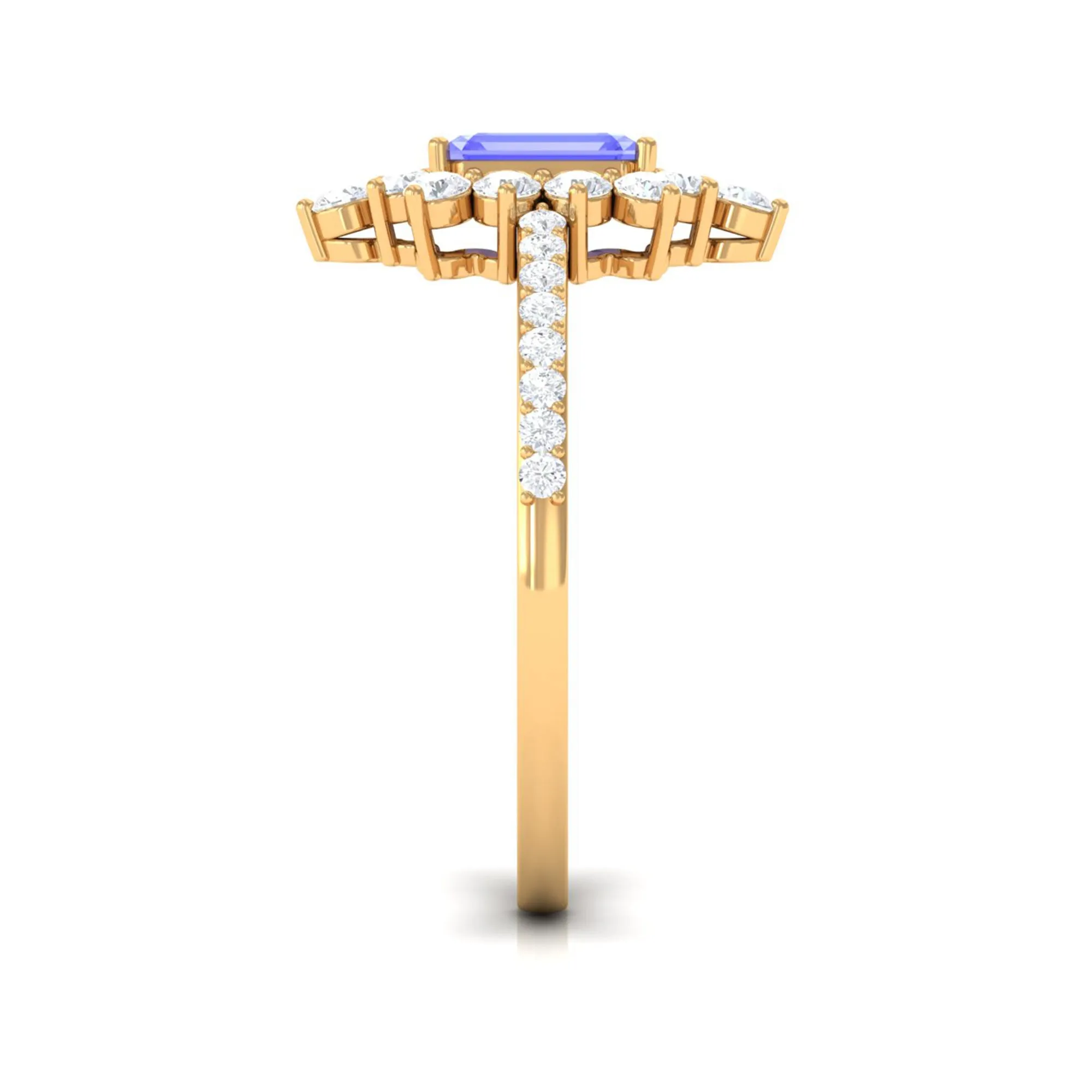 1.75 CT Tanzanite and Diamond Vintage Inspired Halo Ring