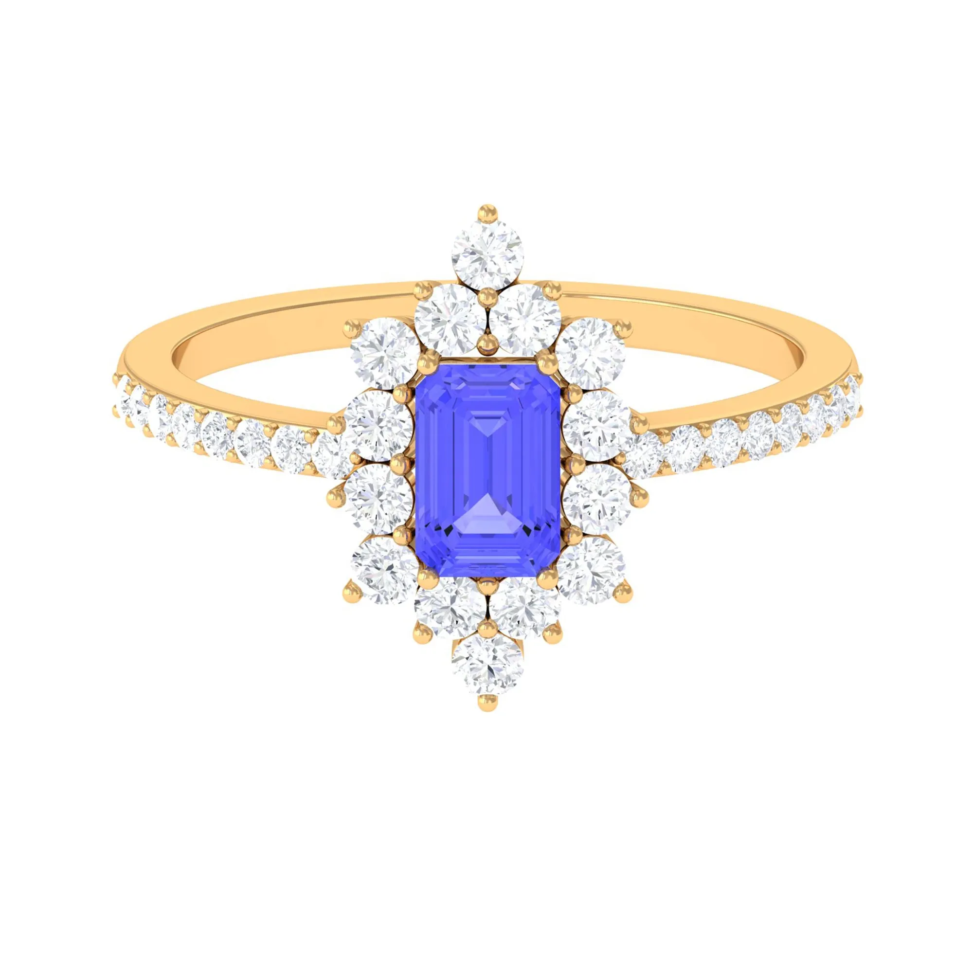 1.75 CT Tanzanite and Diamond Vintage Inspired Halo Ring