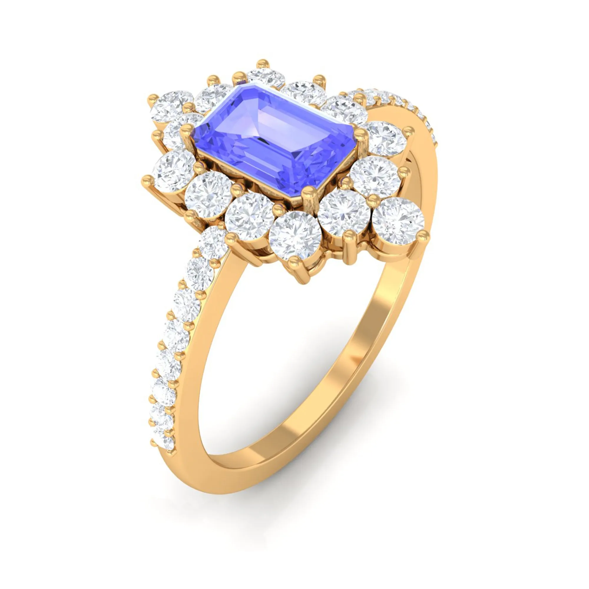 1.75 CT Tanzanite and Diamond Vintage Inspired Halo Ring