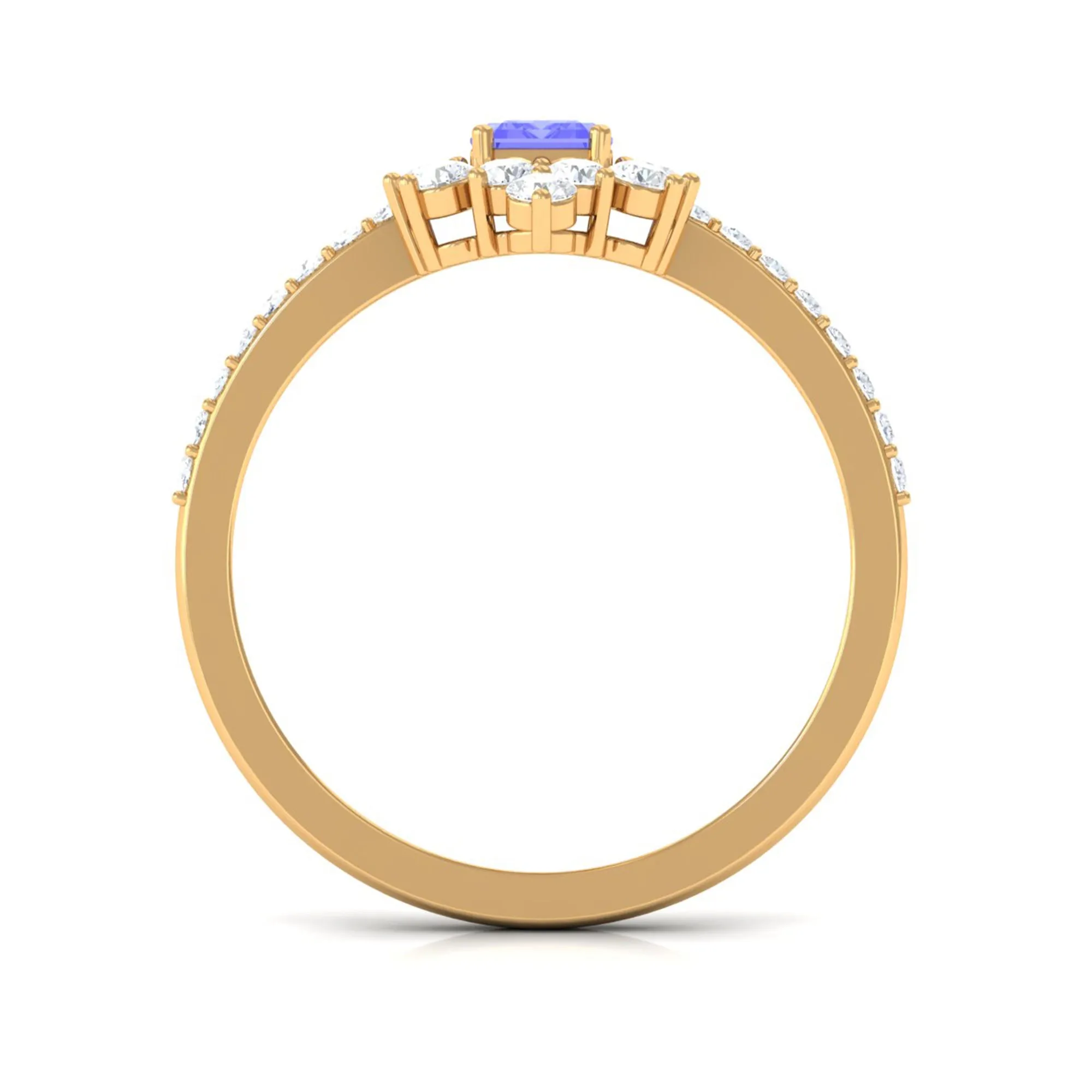 1.75 CT Tanzanite and Diamond Vintage Inspired Halo Ring