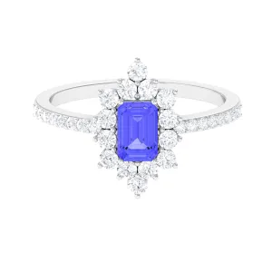 1.75 CT Tanzanite and Diamond Vintage Inspired Halo Ring